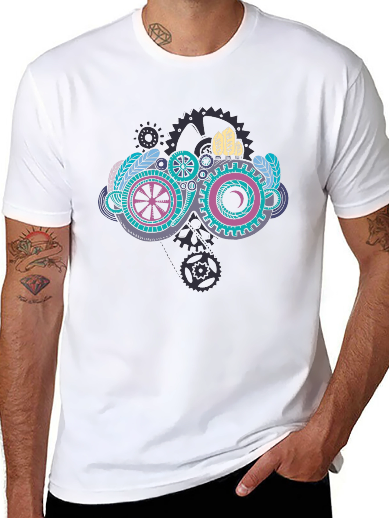 Black Steampunk Goggles Graphic Black T-Shirt view 8