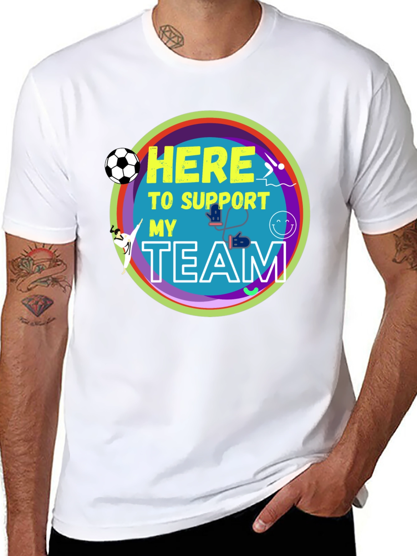 Black Here to Support My Team Graphic T-Shirt view 8