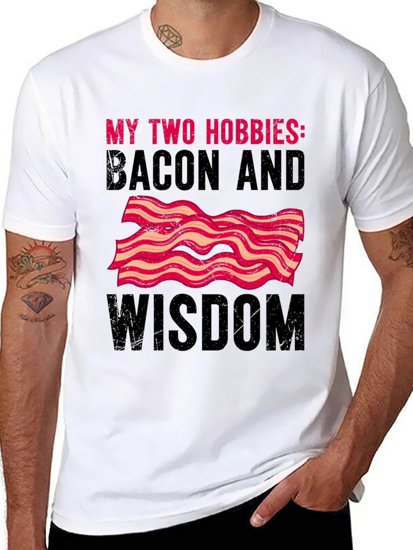 Black Bacon and Wisdom Graphic T-Shirt view 8