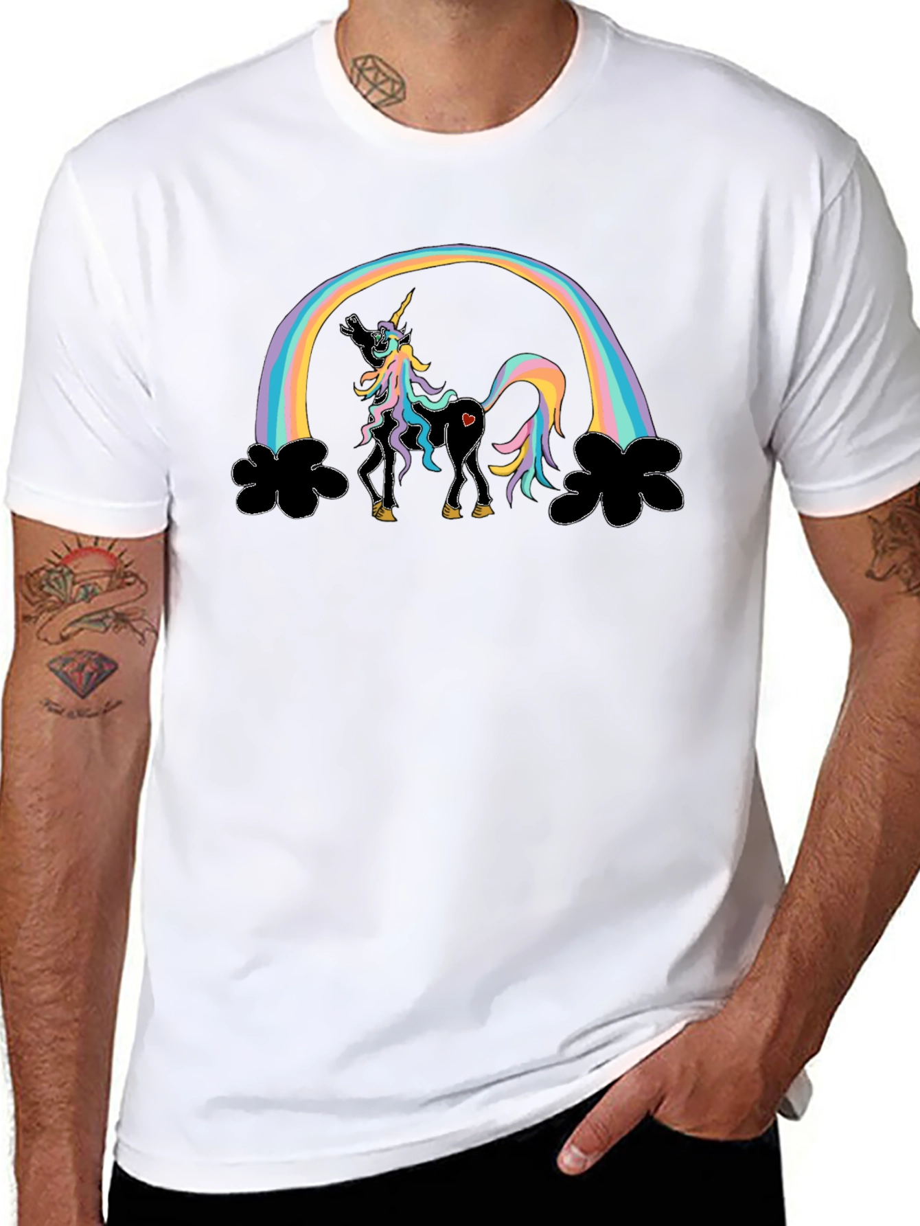 Black Rainbow Unicorn T-Shirt, Funny Design view 8