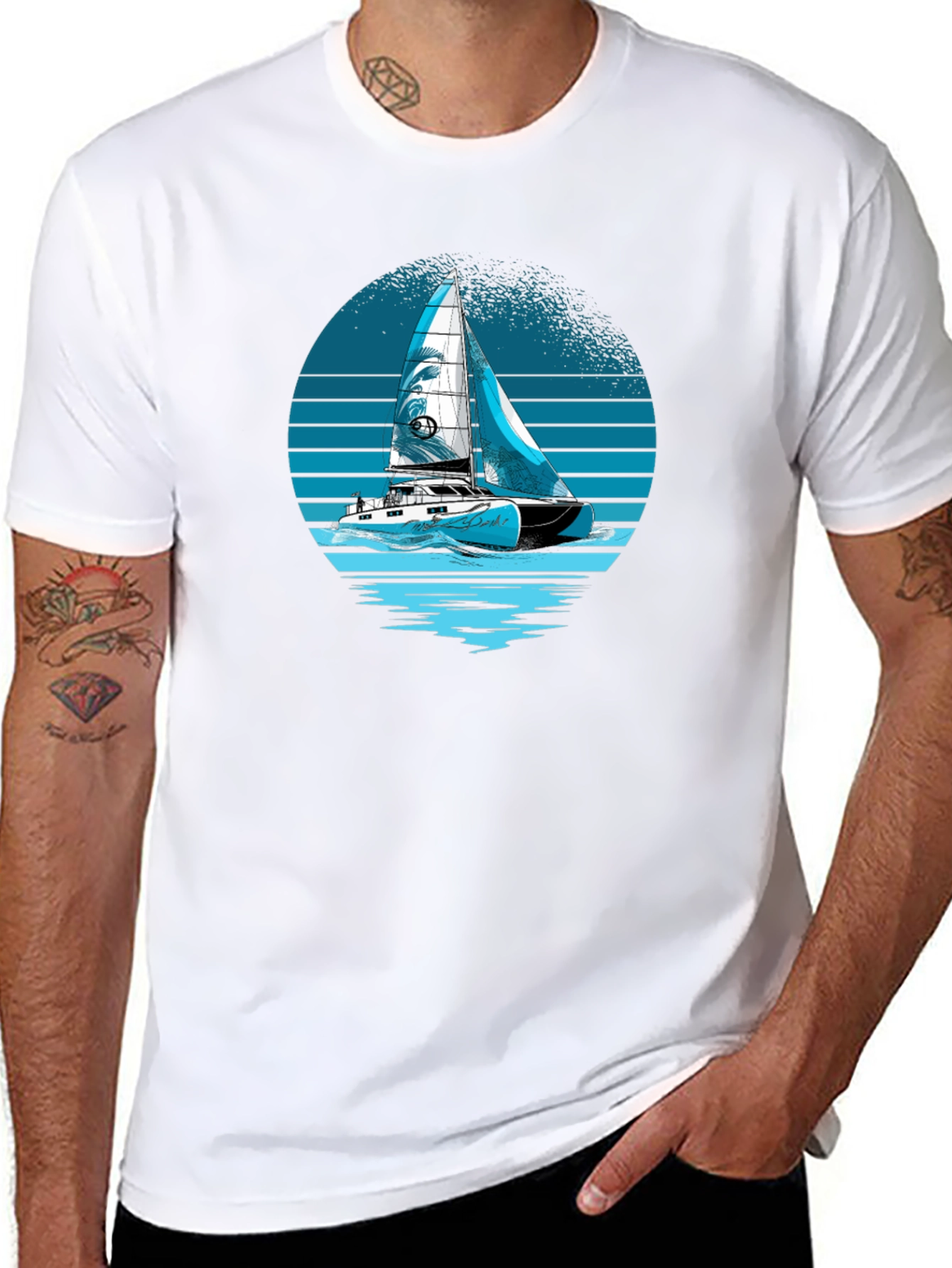 Black Sailing T-Shirt - Black Nautical Graphic Tee view 8