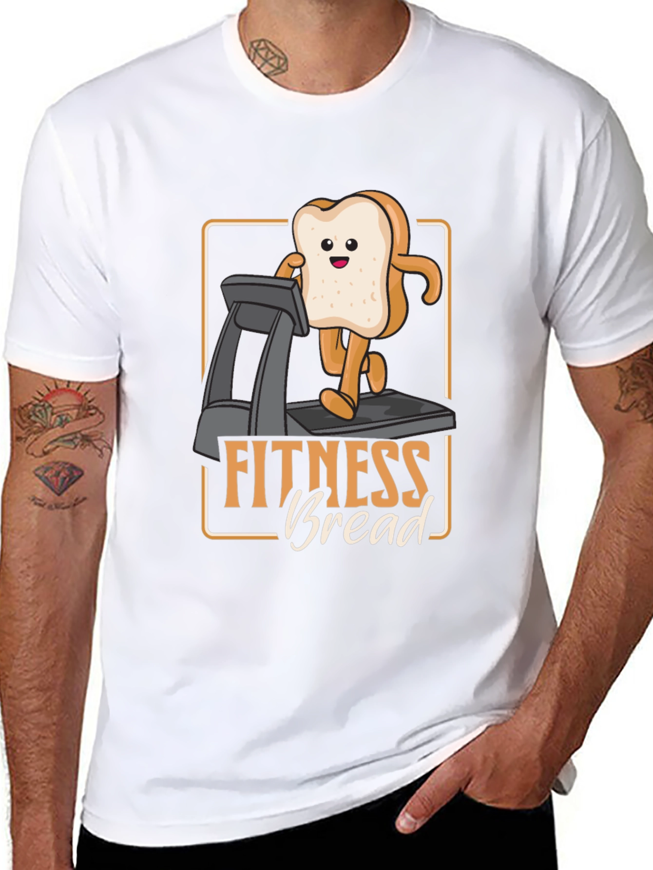Black Fitness Bread T-Shirt - Funny Workout Tee view 8