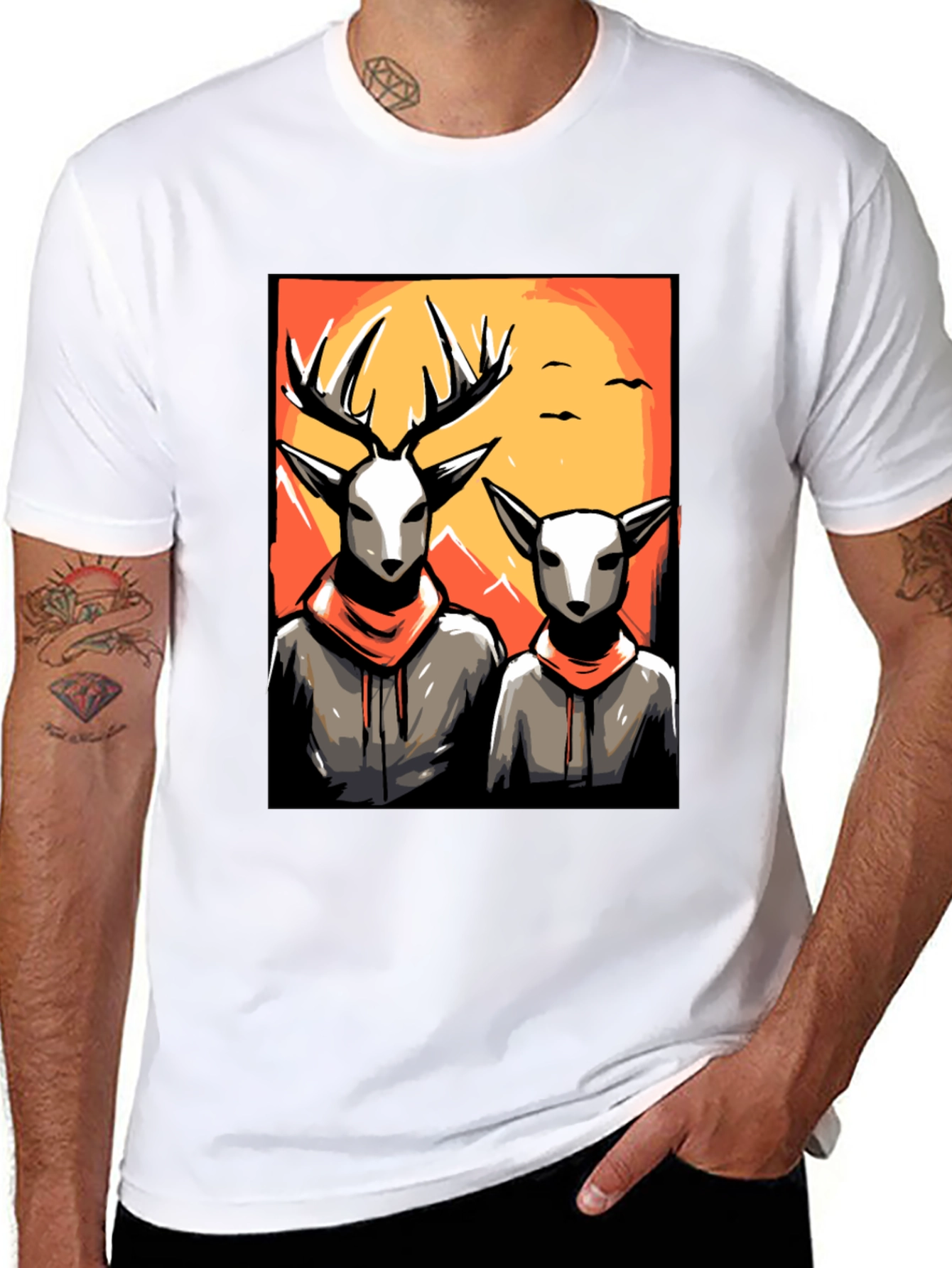 Black Deer Duo Graphic Tee - Cool Urban Style view 8