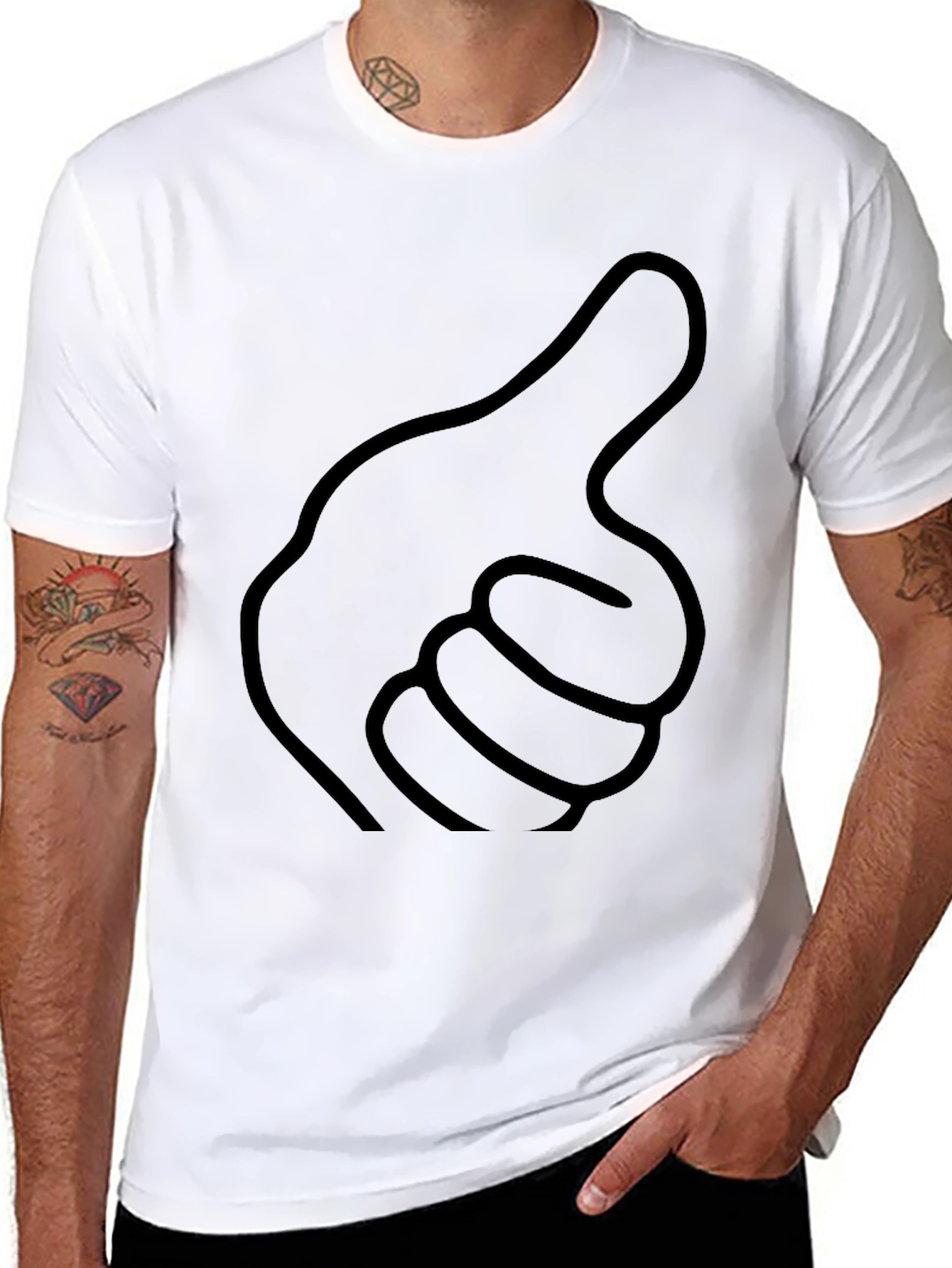 Black Thumbs Up Graphic Black T-Shirt view 8