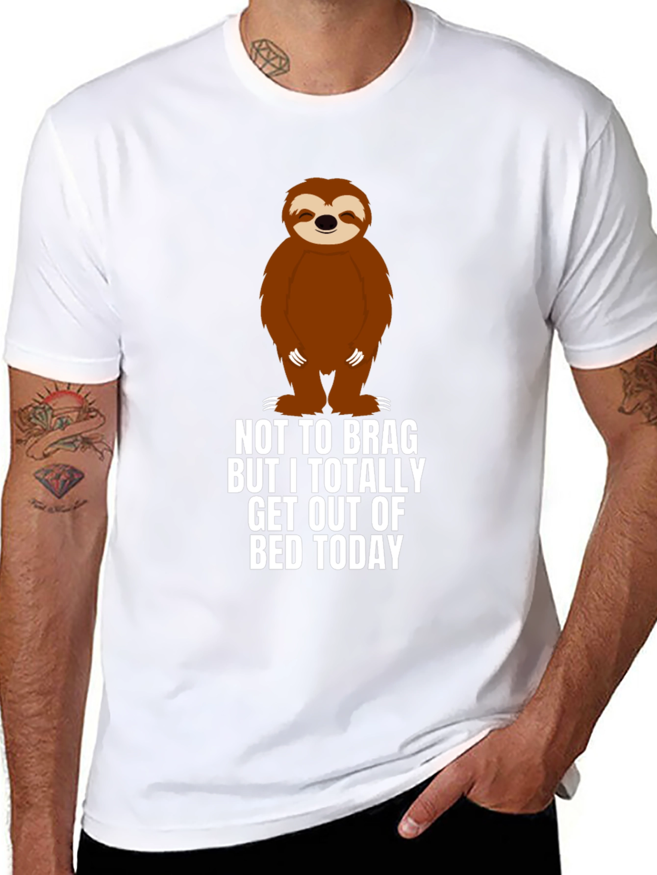 Black Sloth 'Out of Bed' Graphic T-Shirt view 8