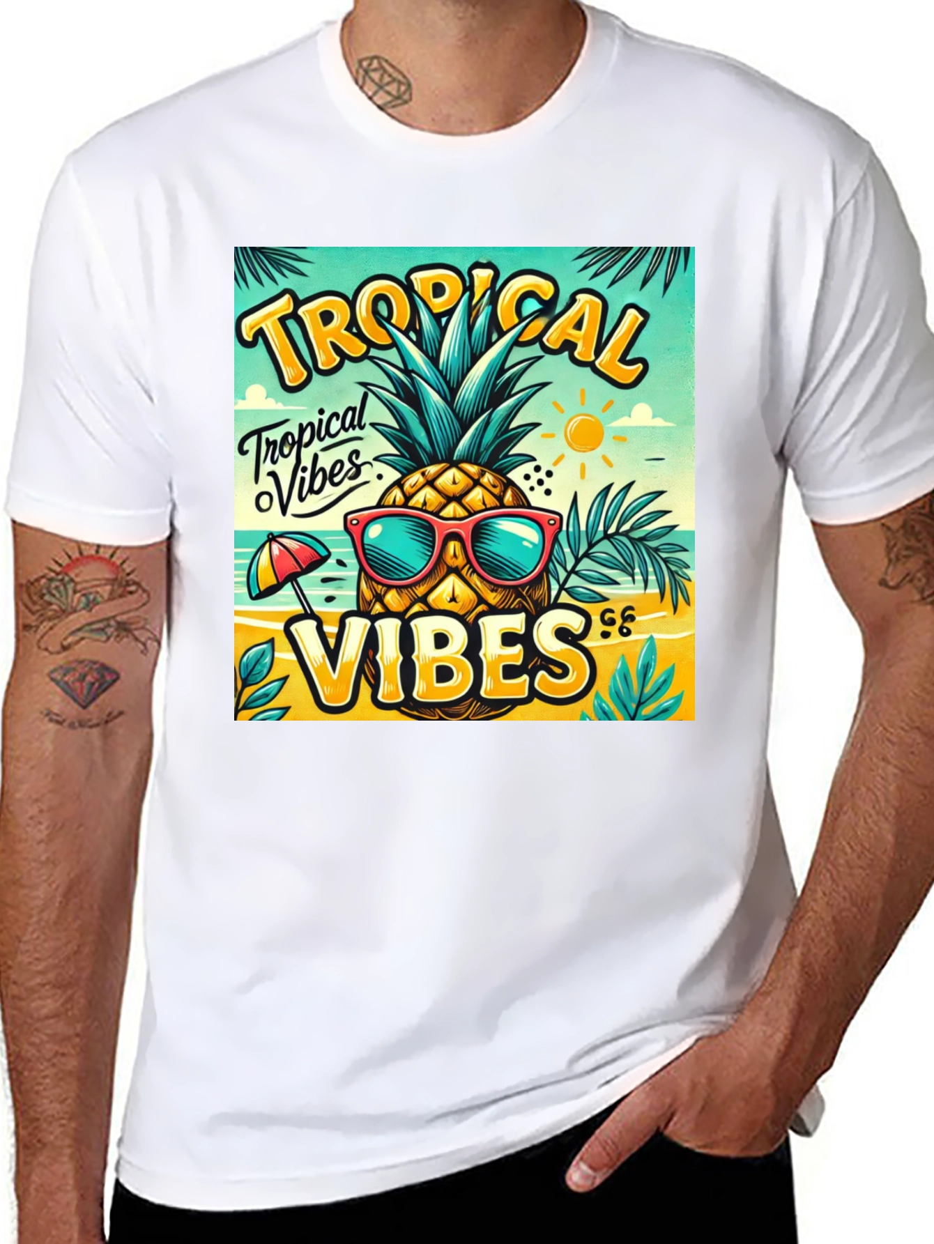 Black Tropical Vibes Pineapple T-Shirt view 8