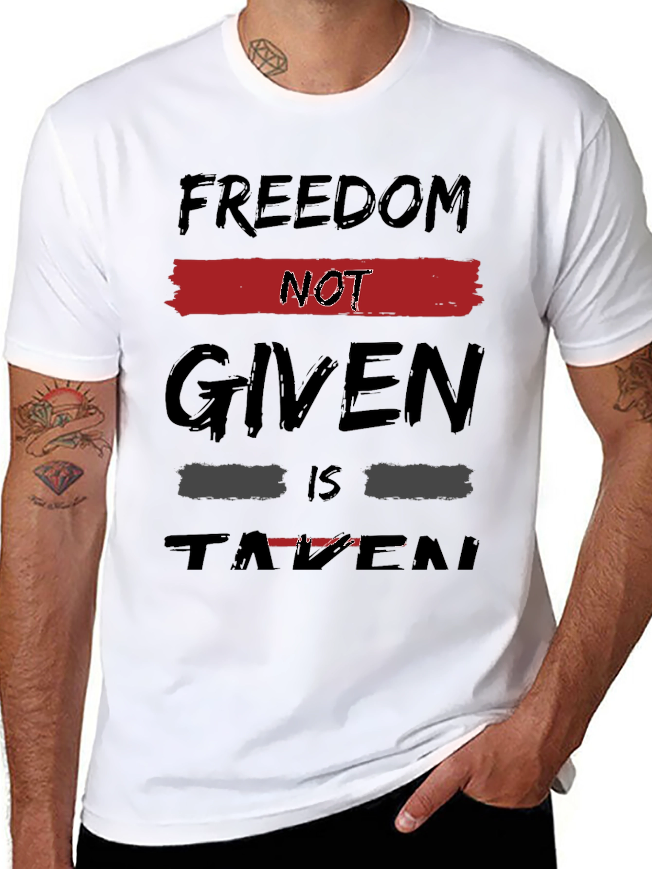 Black Freedom Not Given Taken Graphic Tee view 8
