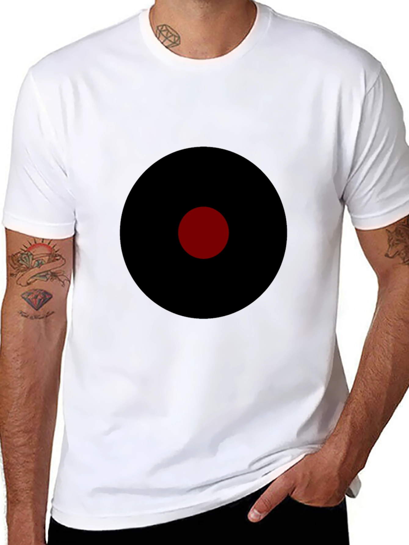 Black Men's Black T-Shirt with Target Graphic view 8