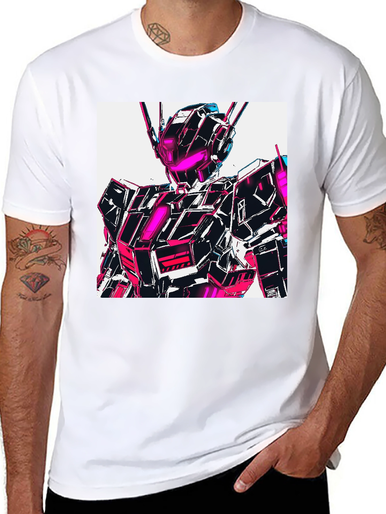 Black Cyberpunk Robot T-Shirt view 8