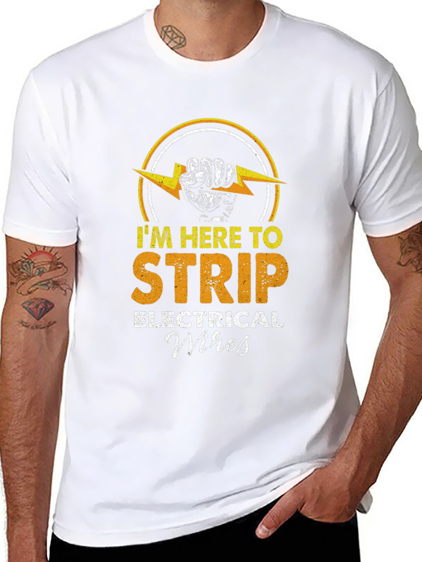 Black I'm Here To Strip Electrical Wires T-Shirt view 8