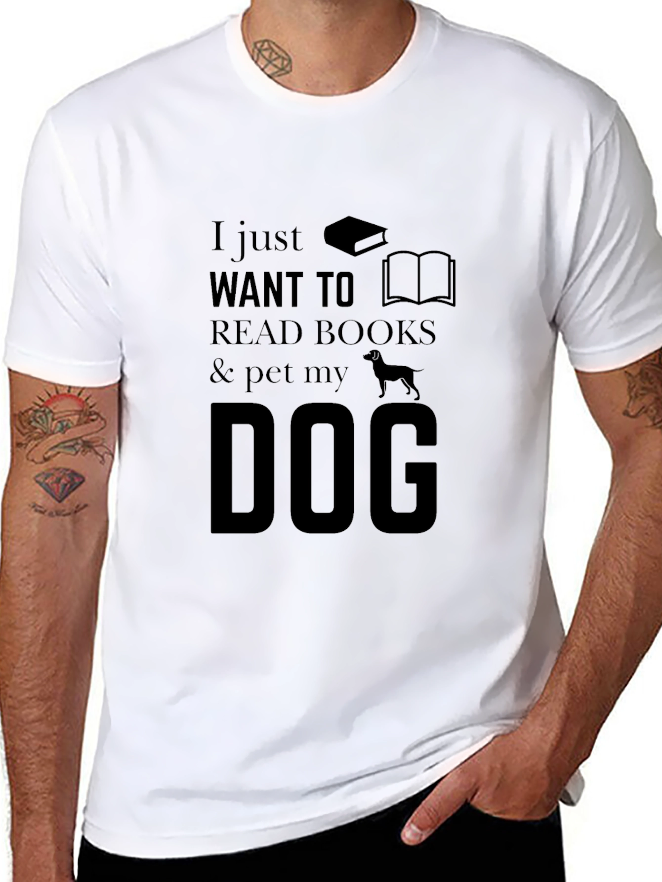 Black Book Lover's T-Shirt: Read Books & Pet My Dog view 8