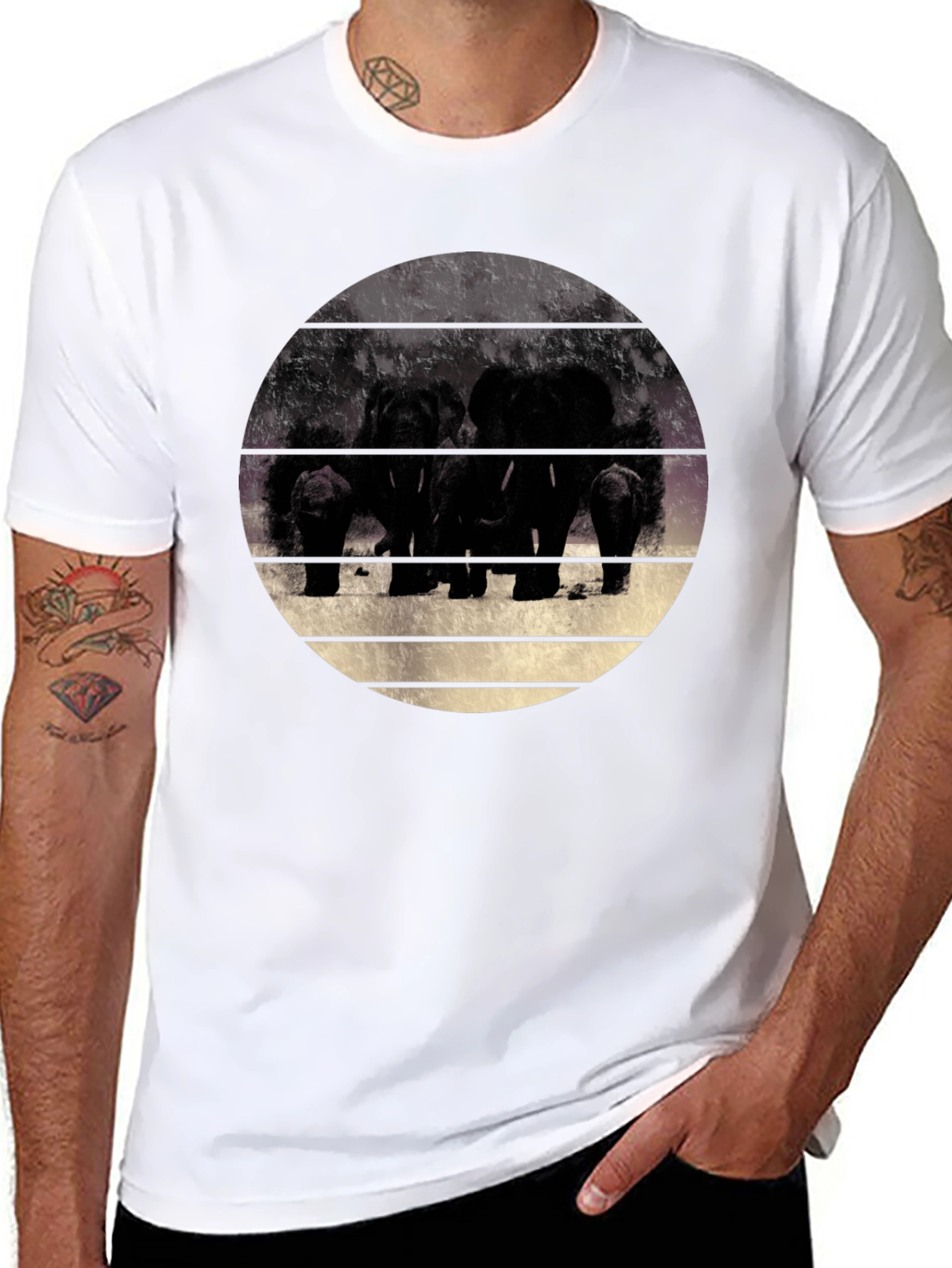 Black Elephant Family Graphic Black T-Shirt view 8