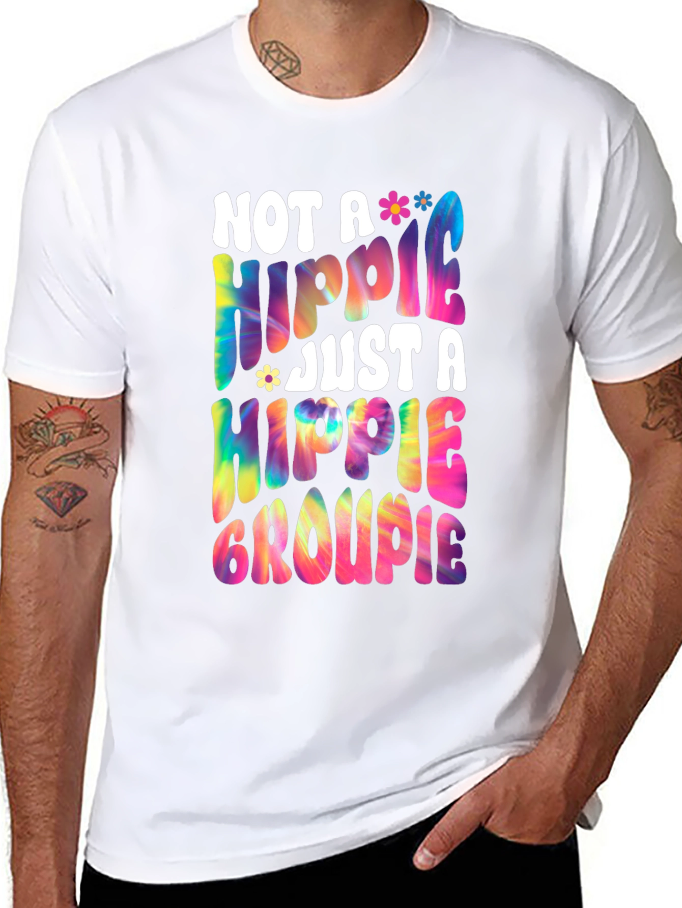 Black Not A Hippie Just A Hippie Groupie Graphic Tee view 8