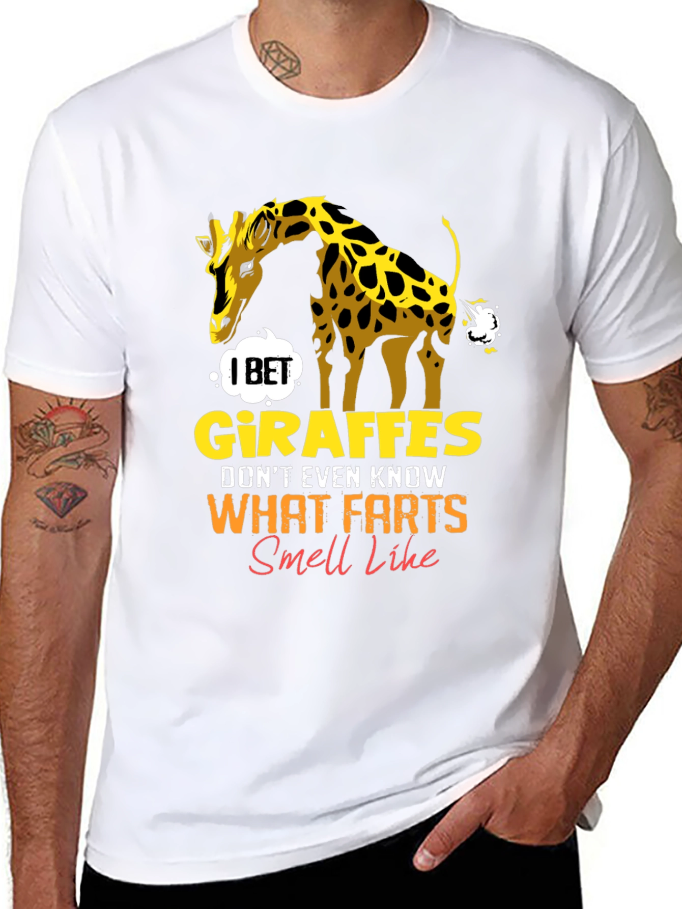 Black Giraffe Fart Joke T-Shirt - Funny Graphic Tee view 8