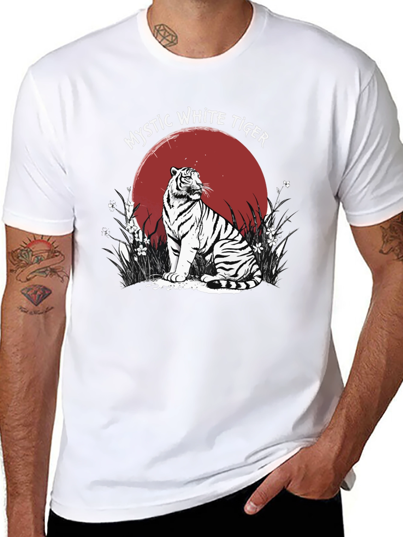 Black Mystic White Tiger Graphic T-Shirt view 8