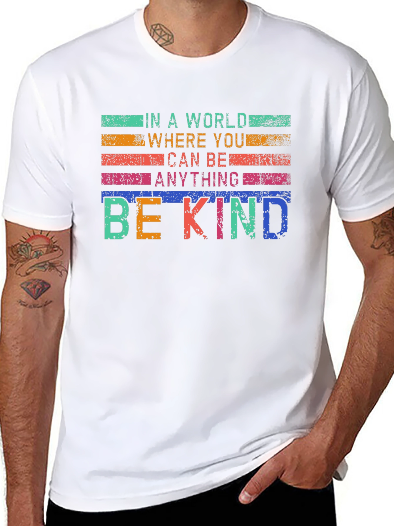 Black Be Kind Graphic T-Shirt - Inspirational Message view 8