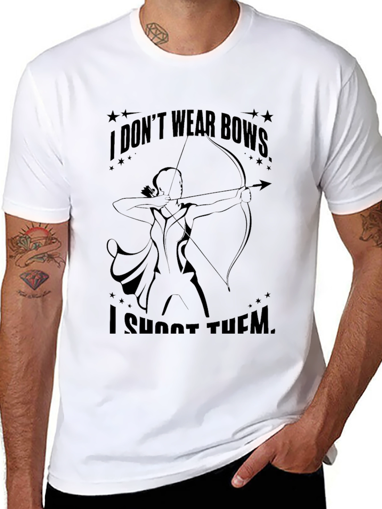 Black Archer Graphic Tee - I Don't Wear Bows, I Shoot Them view 8