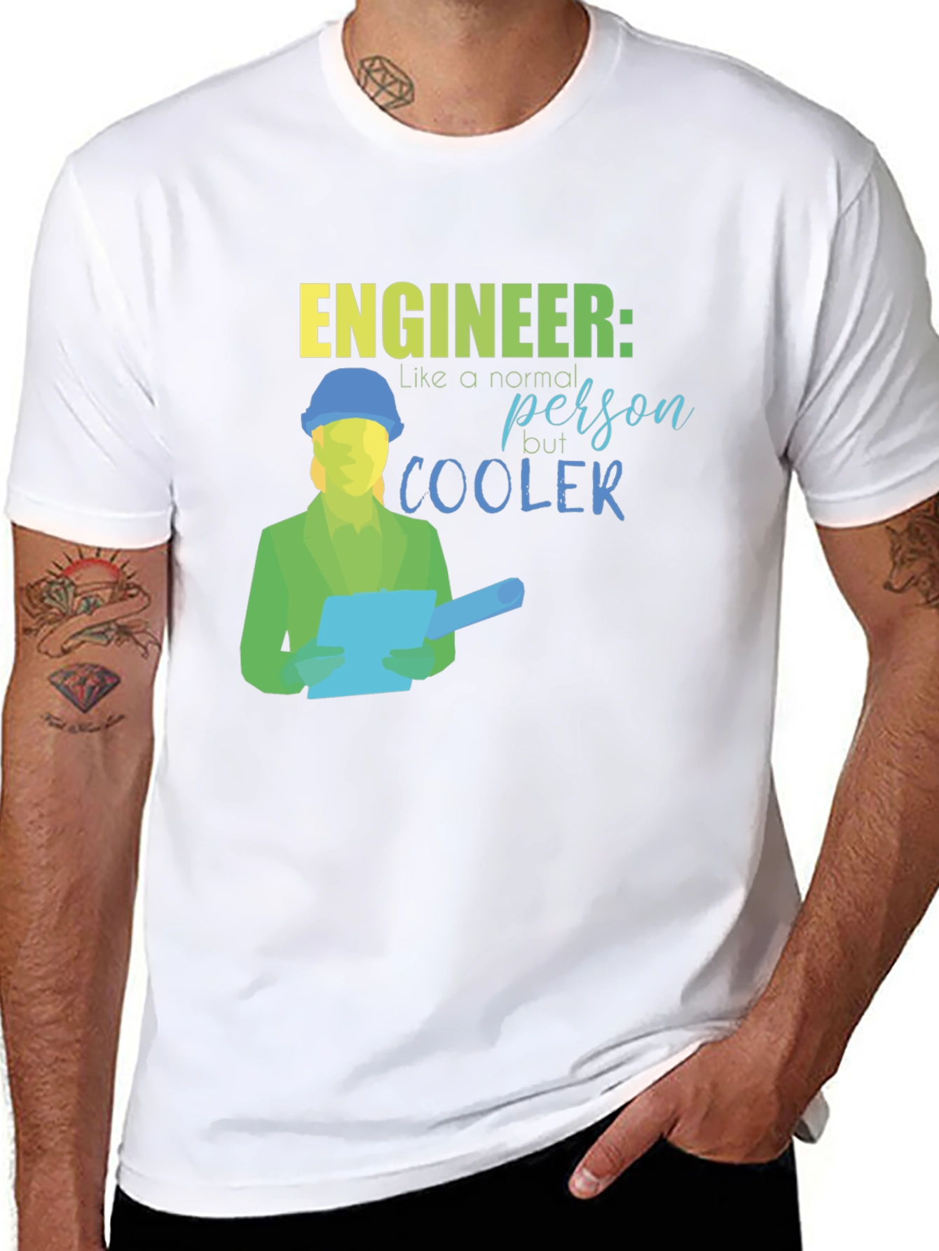 Black Engineer Cooler Black T-Shirt view 8