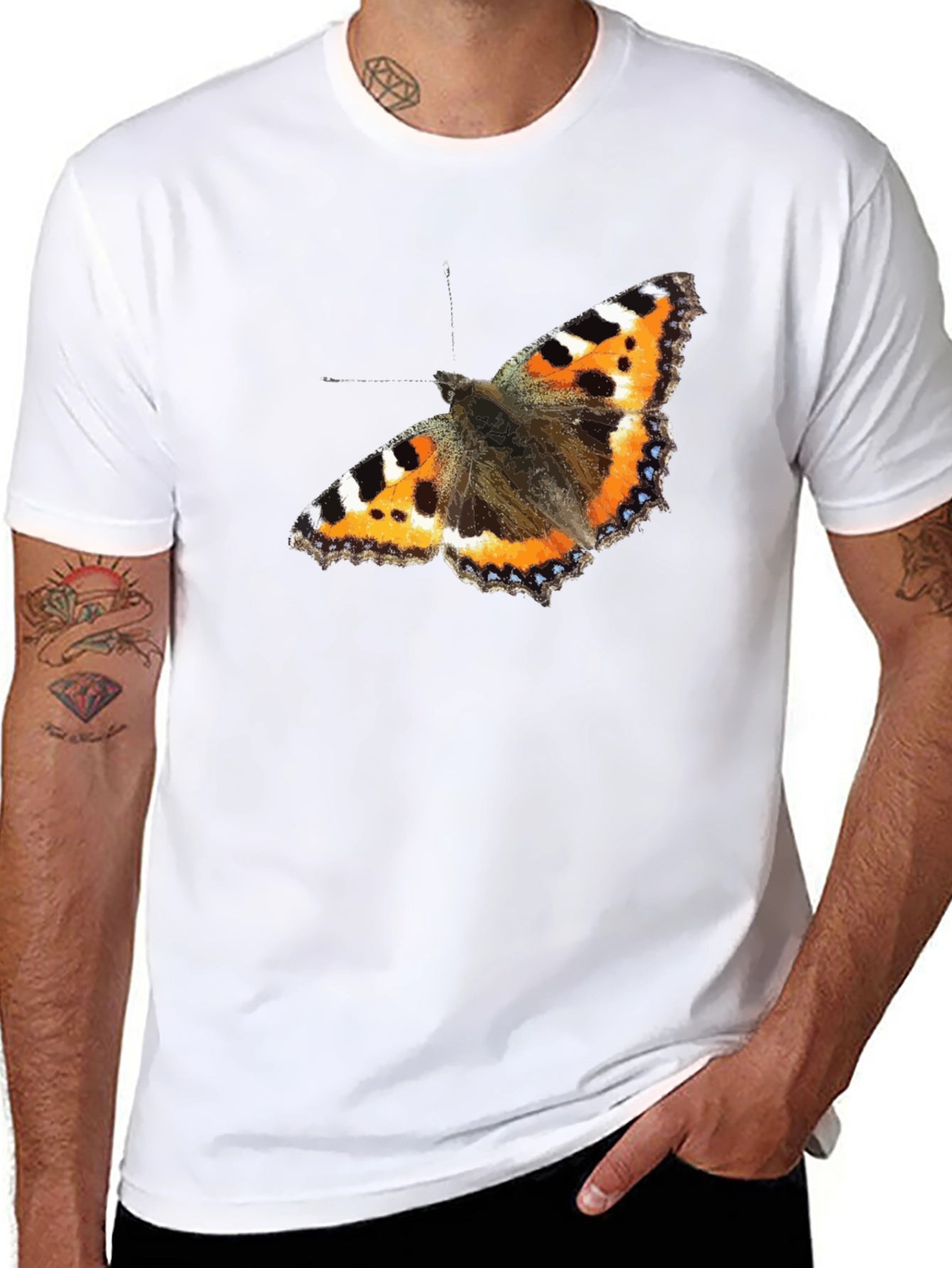 Black Butterfly Graphic Black T-Shirt view 8