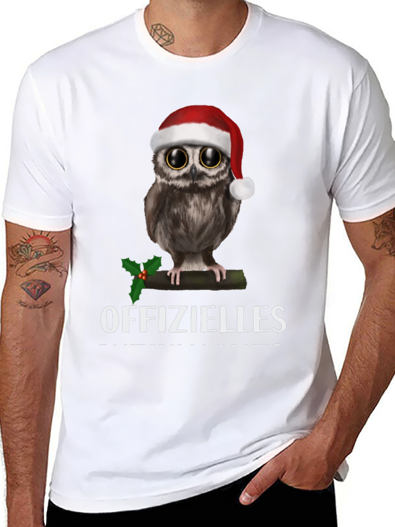 Black Festive Owl T-Shirt: Offizielles Christmas Cheer! view 8