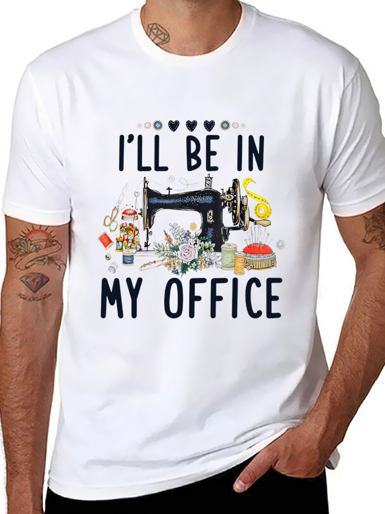 Black Sewing Room T-Shirt: "I'll Be In My Office" view 8