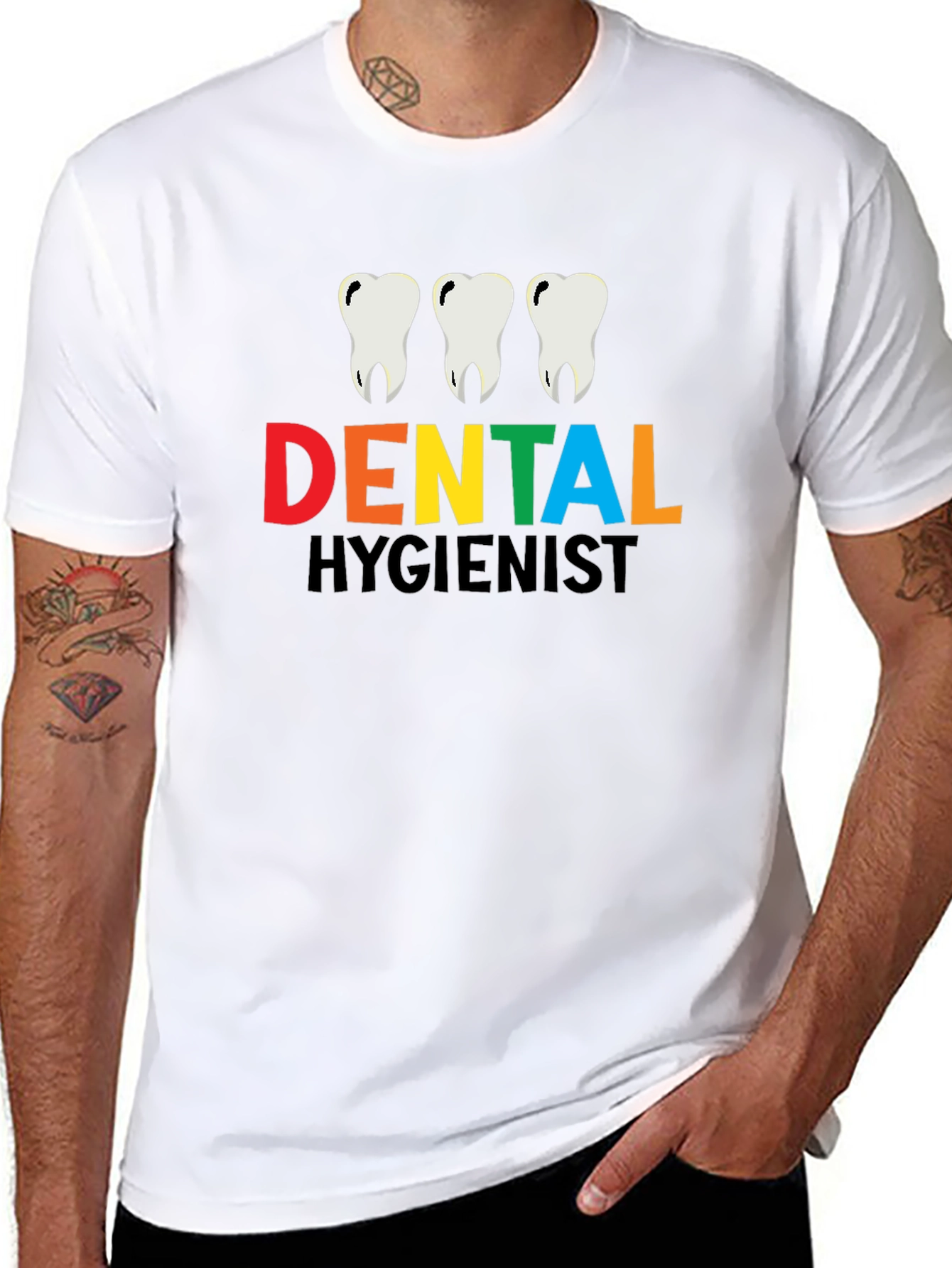 Black Dental Hygienist T-Shirt - Black Cotton Tee view 8