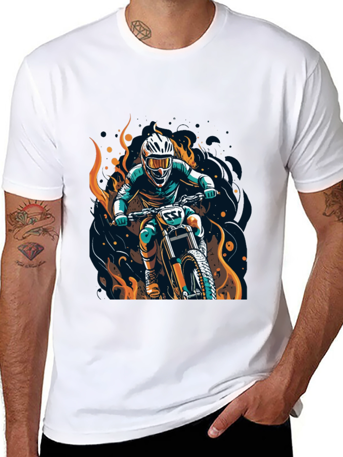 Black Motocross Rider Graphic Tee view 8