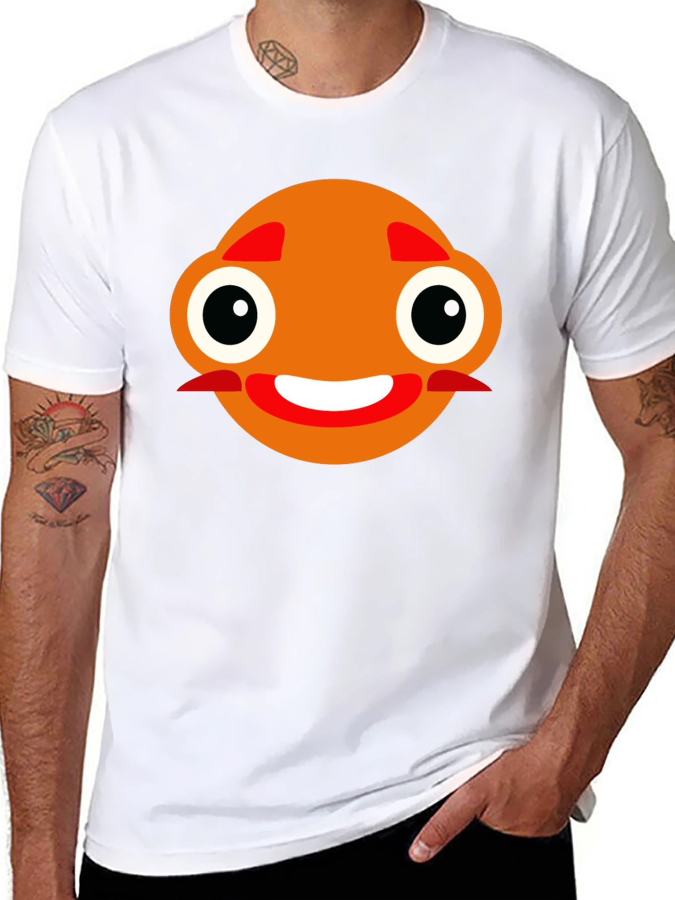 Black Funny Orange Face Black T-Shirt view 8