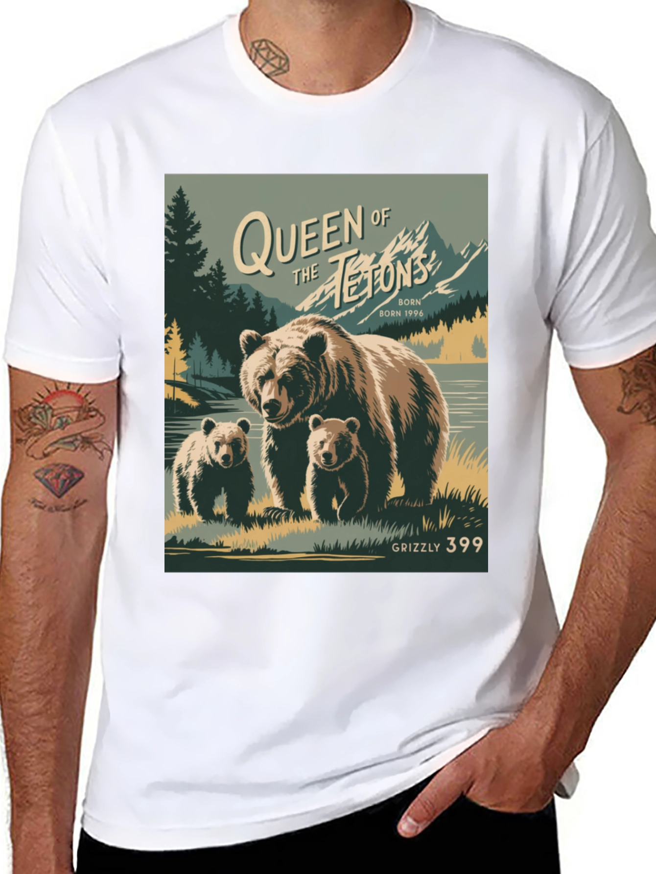 Black Queen of the Tetons Grizzly Bear T-Shirt view 8