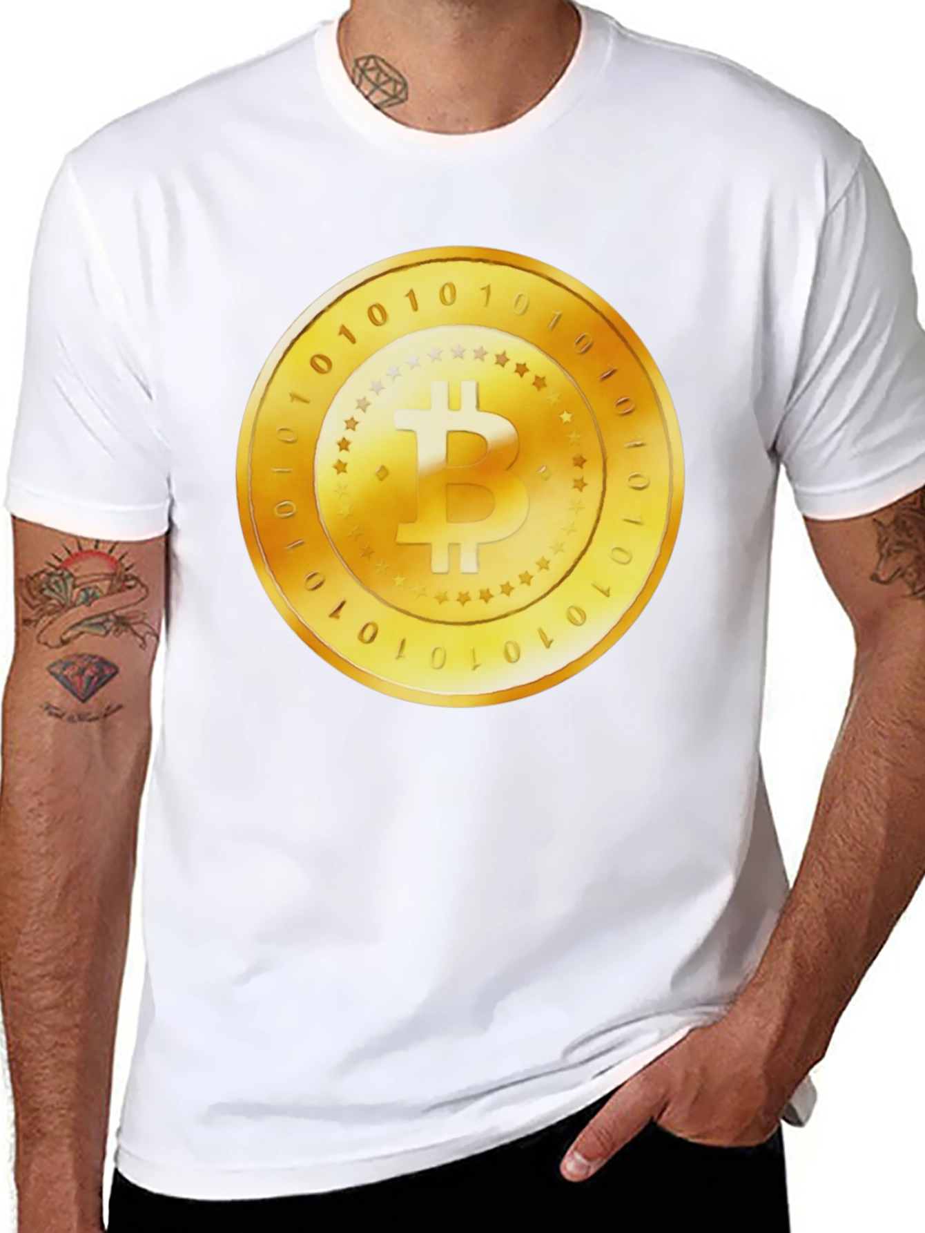 Black Bitcoin Gold Coin Graphic Black T-Shirt view 8