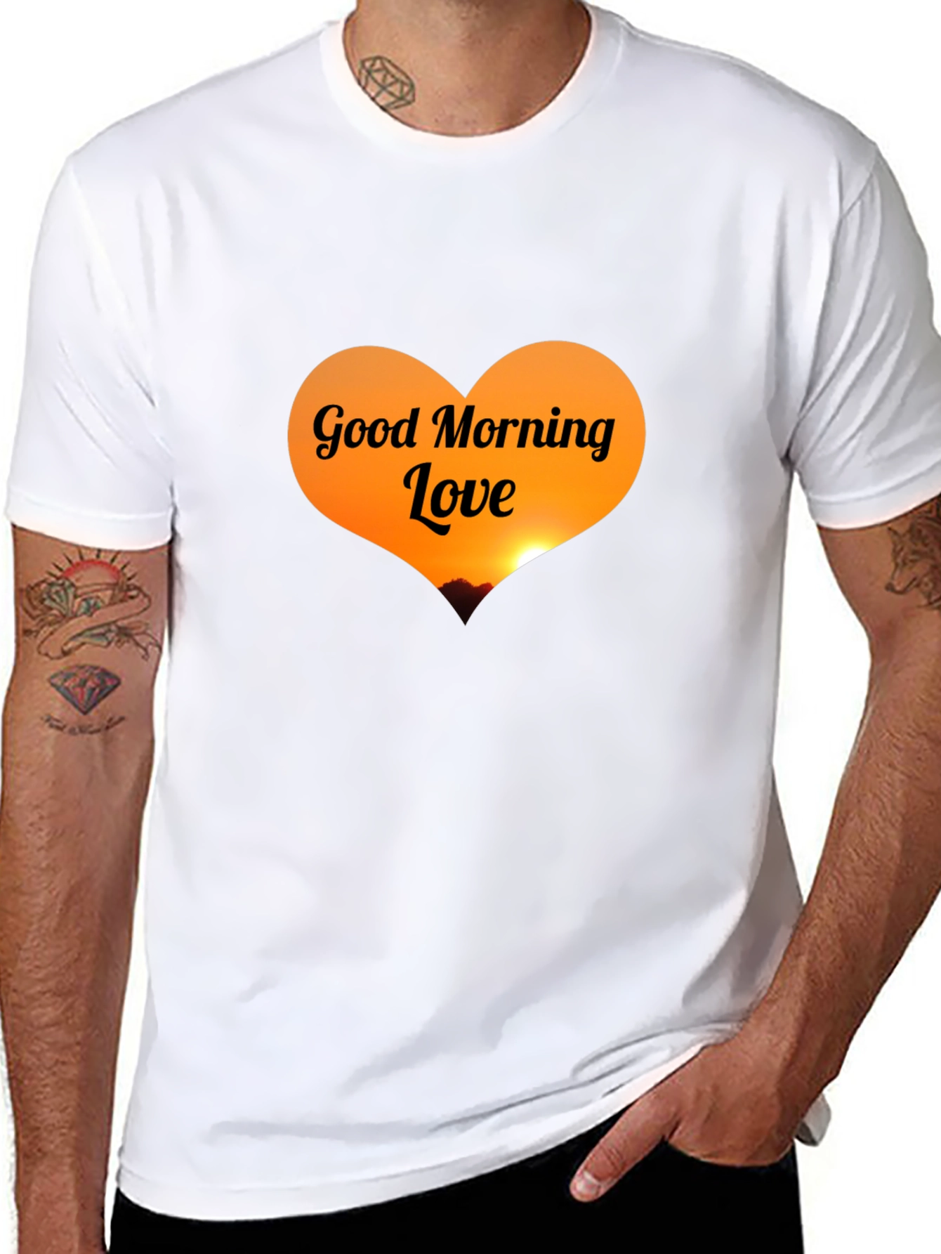 Black Good Morning Love Black T-Shirt view 8