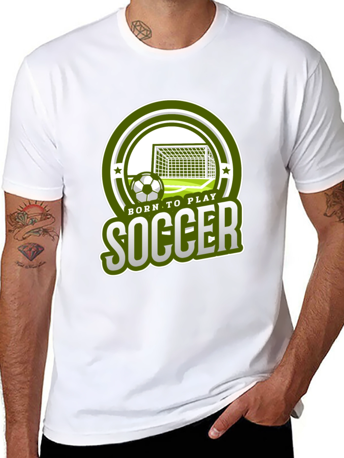 Black Born To Play Soccer Graphic T-Shirt view 8