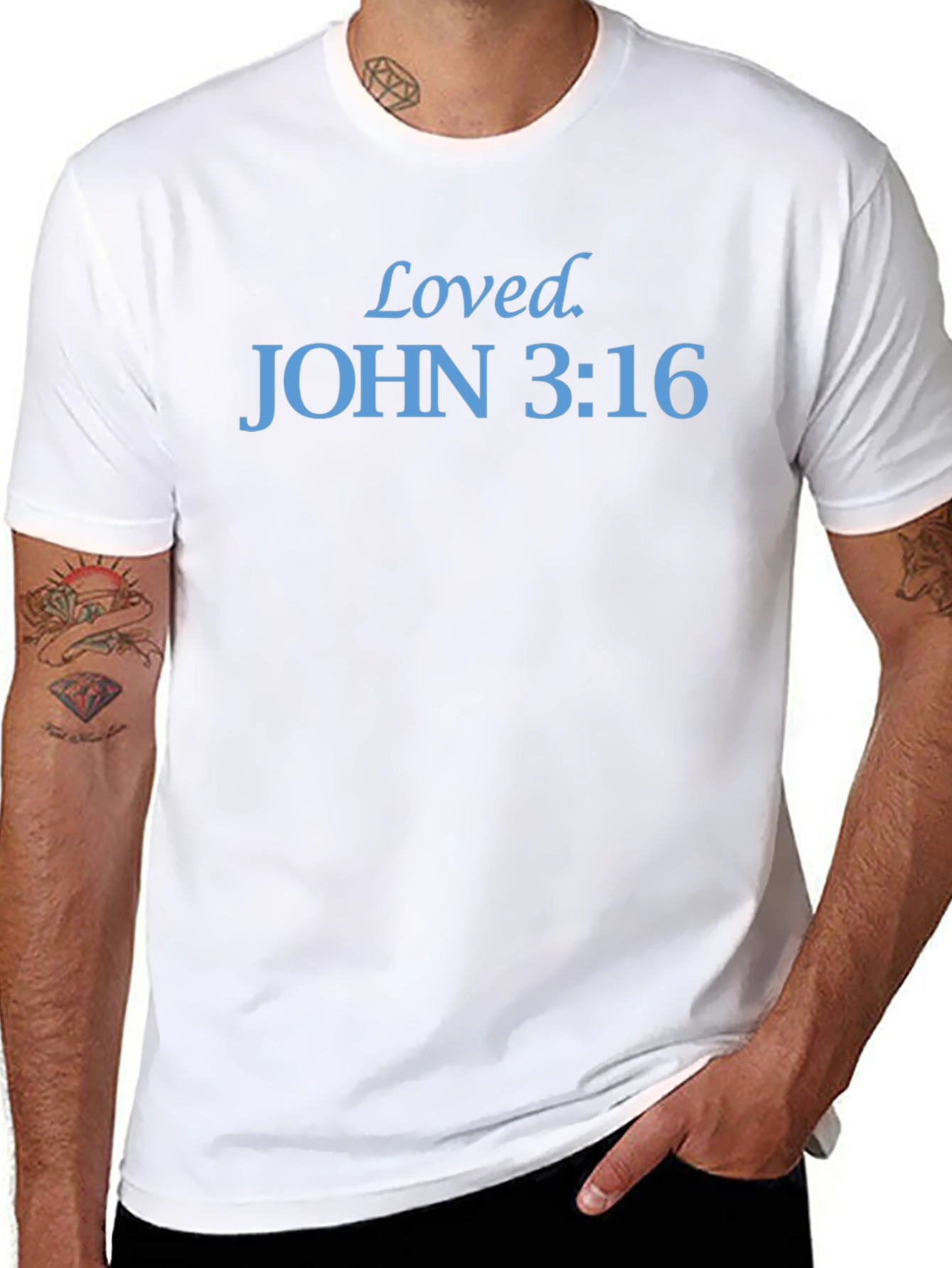 Black Loved, John 3:16, Black T-Shirt view 8