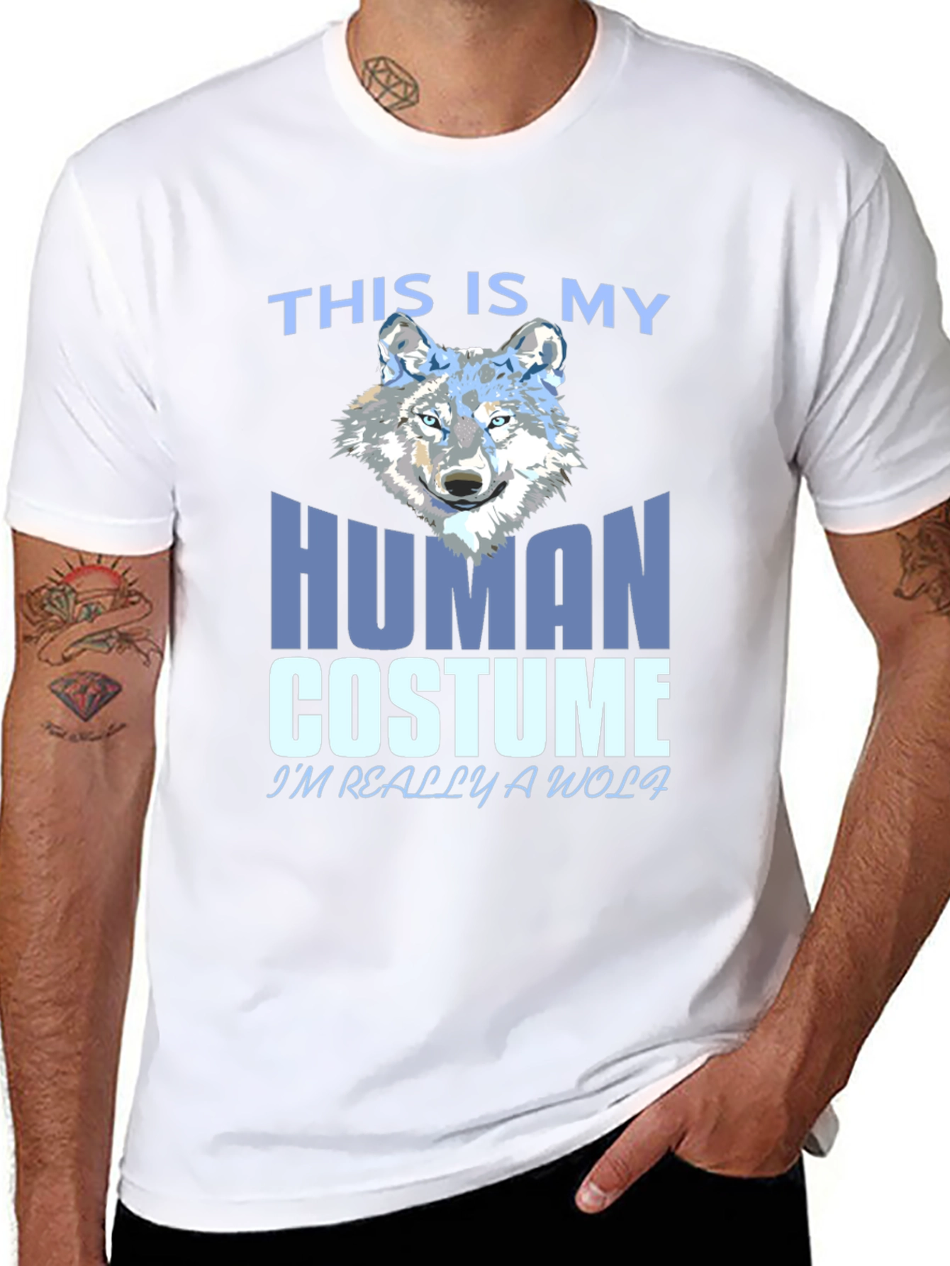 Black Human Costume Wolf T-Shirt view 8