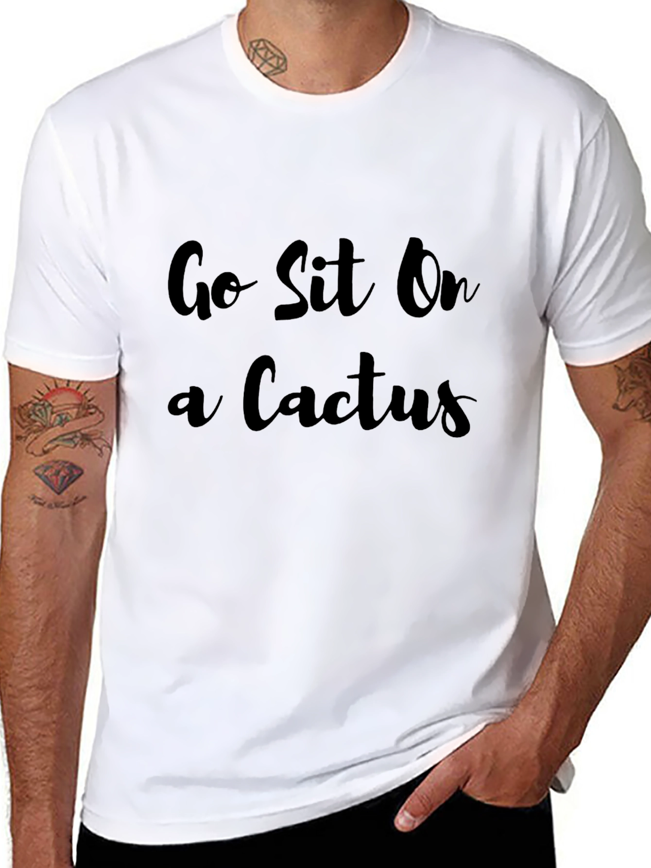 Black Go Sit On a Cactus T-Shirt Funny Novelty Tee view 8