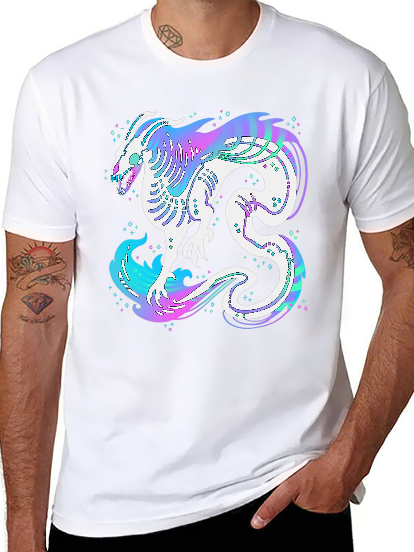 Black Mystic Dragon Graphic Black T-Shirt view 8