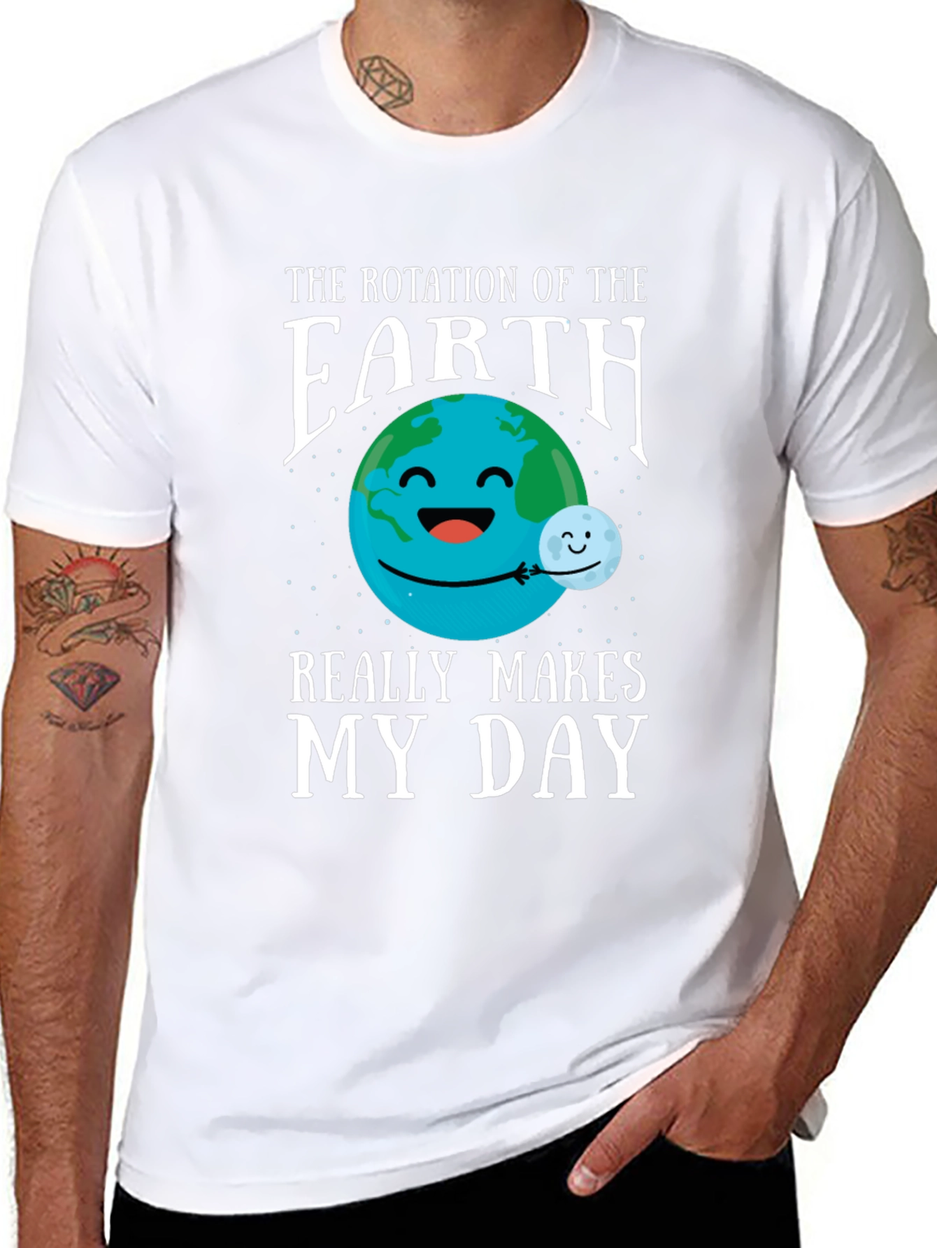 Black Funny Earth Rotation T-Shirt view 8