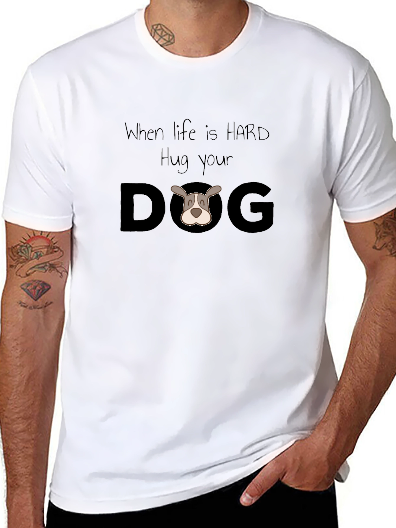 Black Hug Your Dog T-Shirt - Comfort & Style view 8