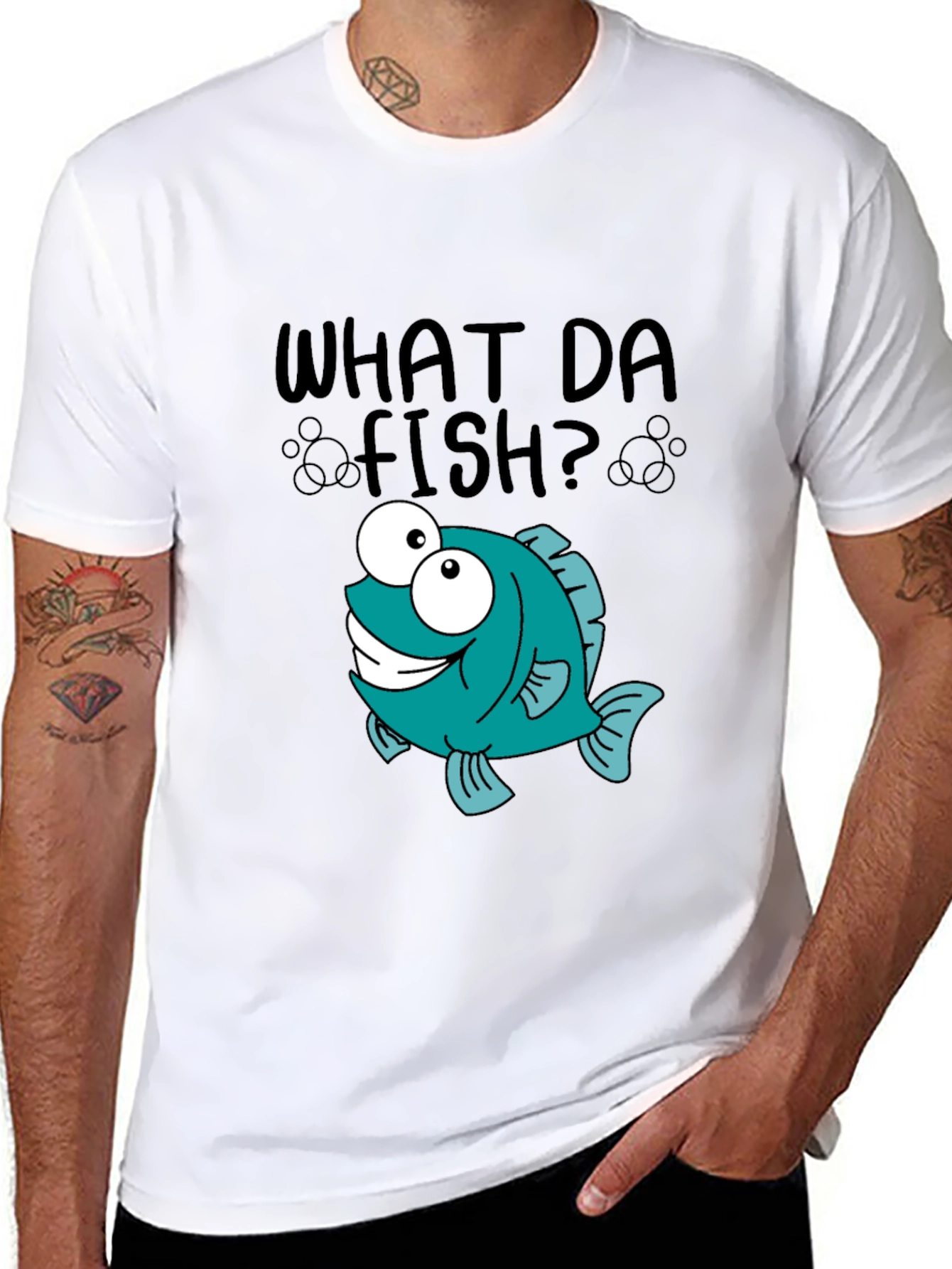 What Da Fish T-Shirt - Cartoon Fish Graphic Tee - 8