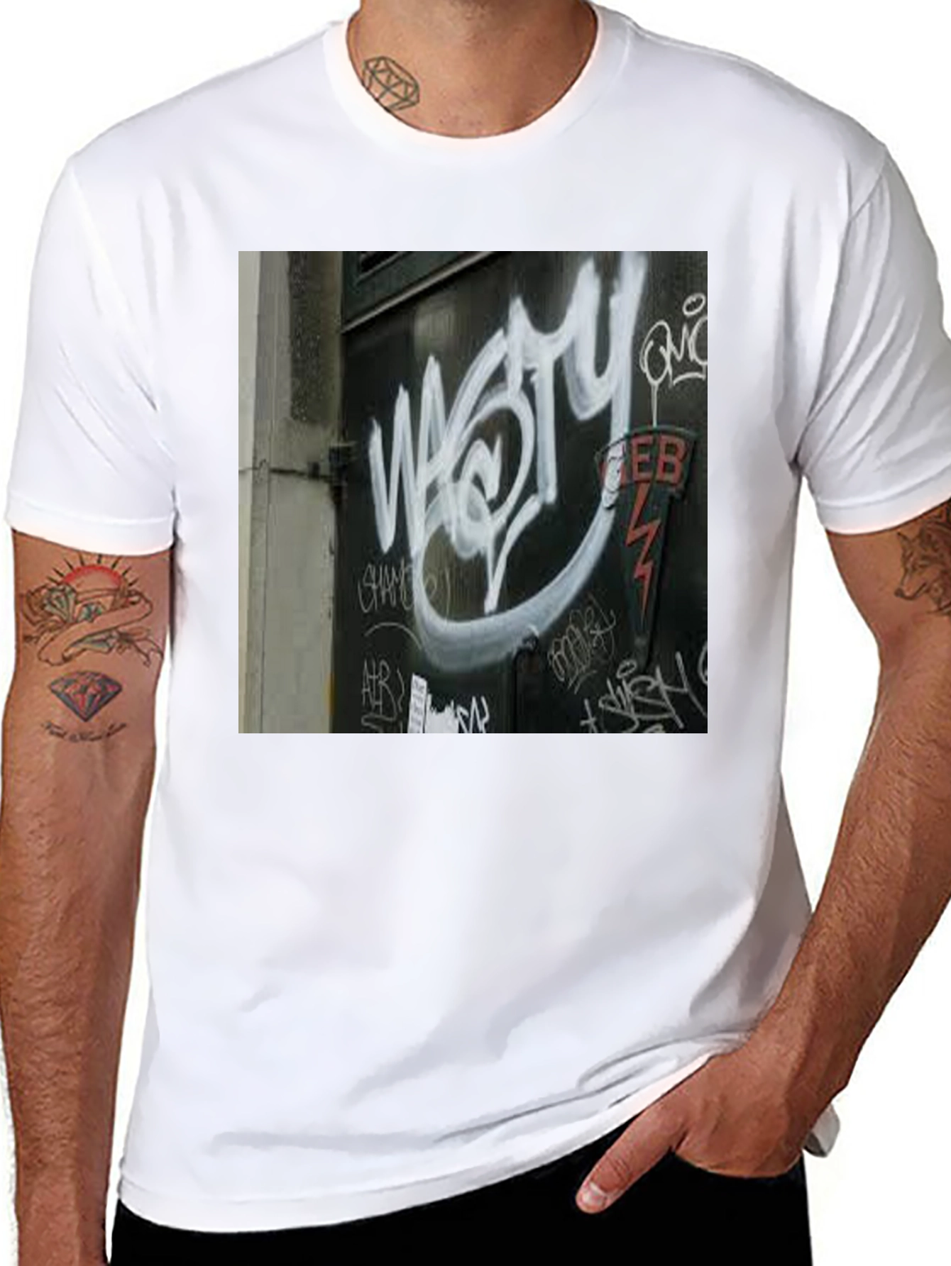 Black Urban Graffiti Tee - Street Art Style view 8