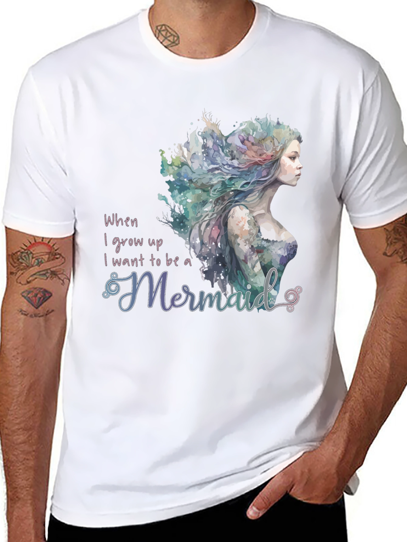 Black Mermaid Wish Graphic Tee - Black Crew Neck view 8