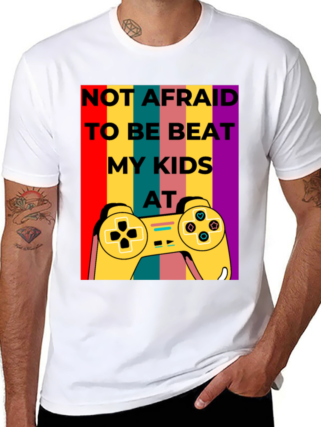 Black Not Afraid to Beat My Kids at Gaming T-Shirt view 8