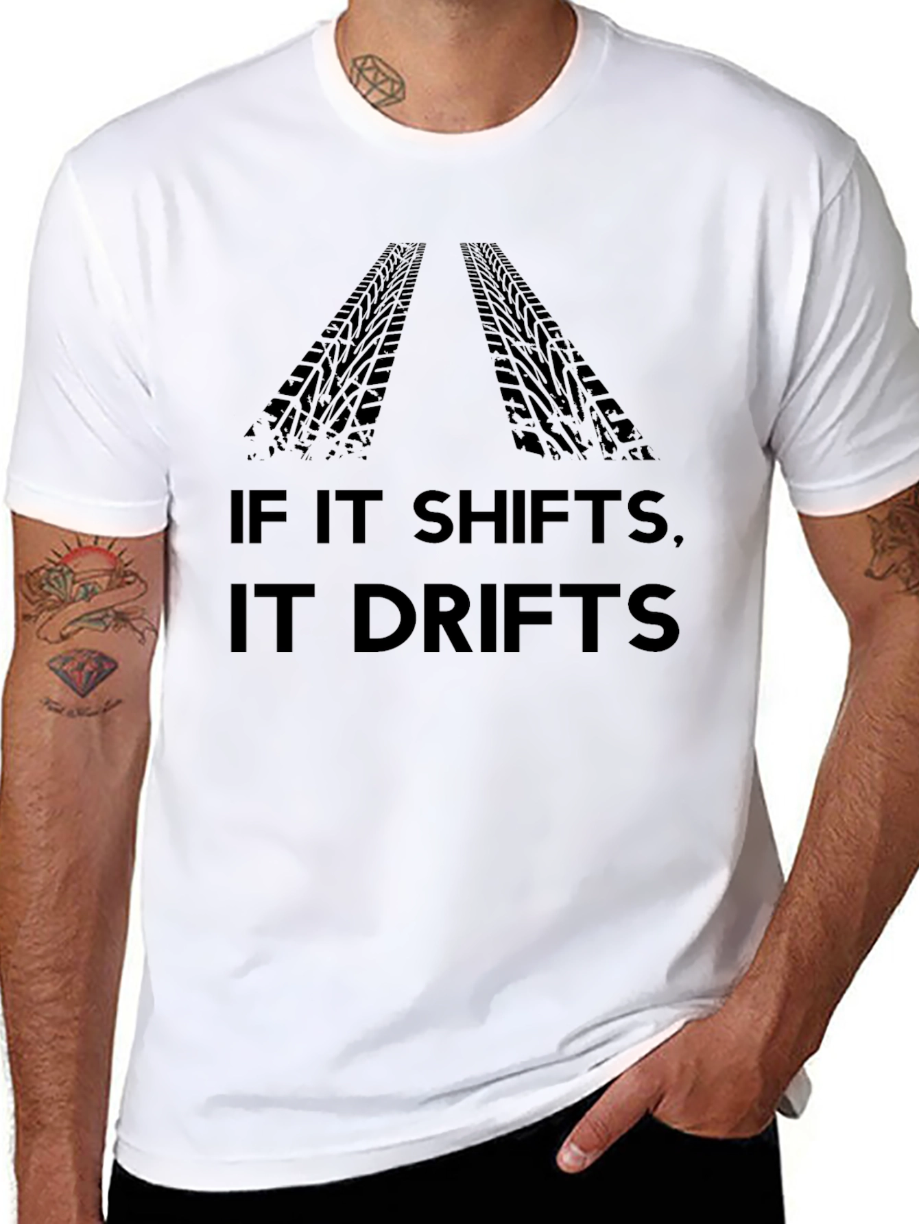 Black If It Shifts, It Drifts Black T-Shirt view 8