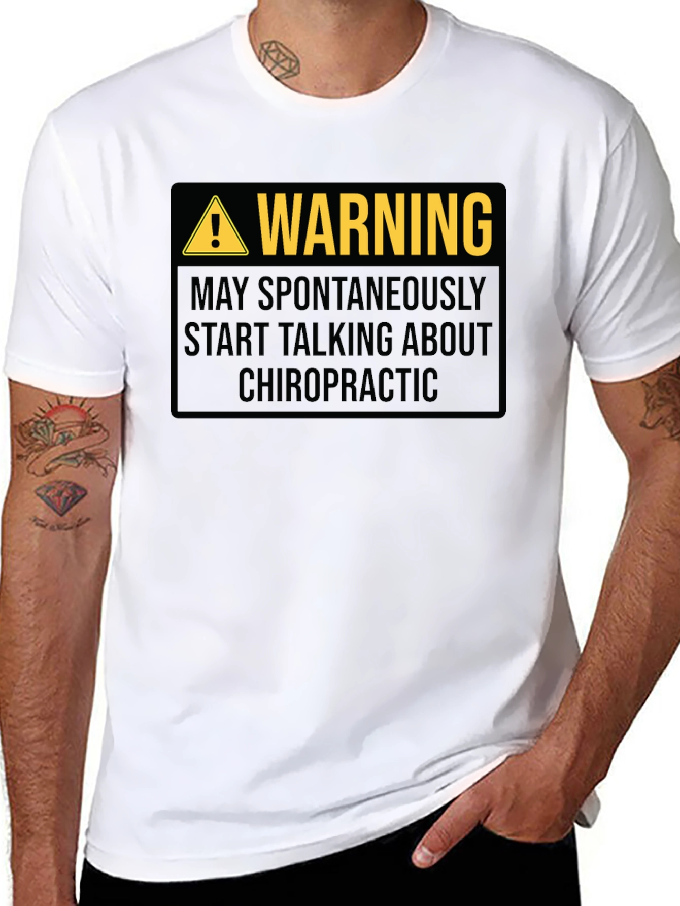 Black Warning Chiropractic T-Shirt view 8