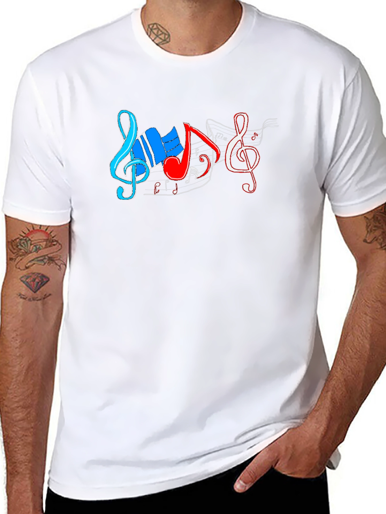 Black Music Notes Graphic T-Shirt - Black Cotton Tee view 8