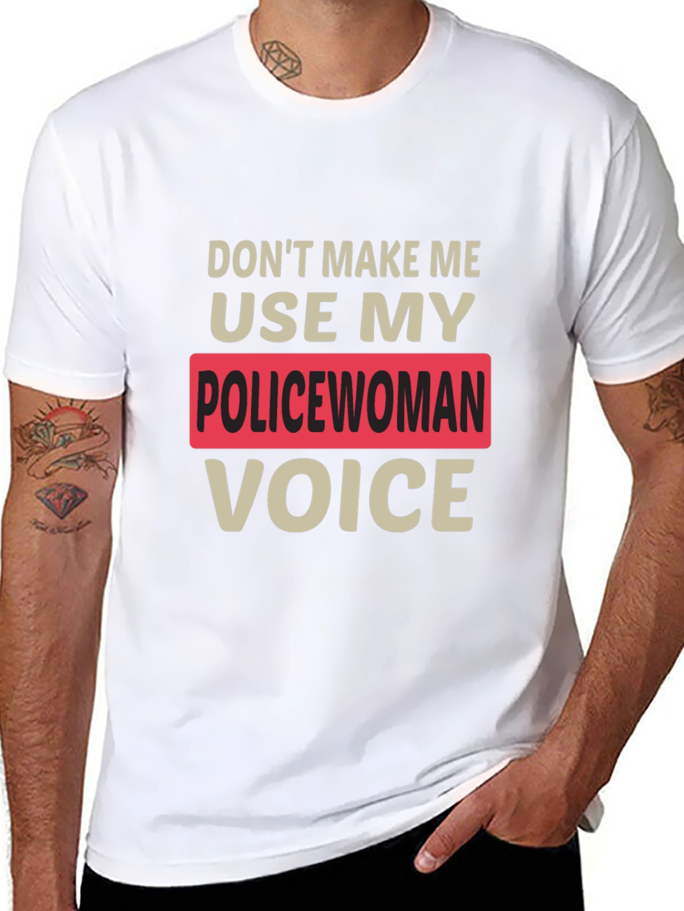 Black Don't Make Me Use My Policewoman Voice T-Shirt view 8