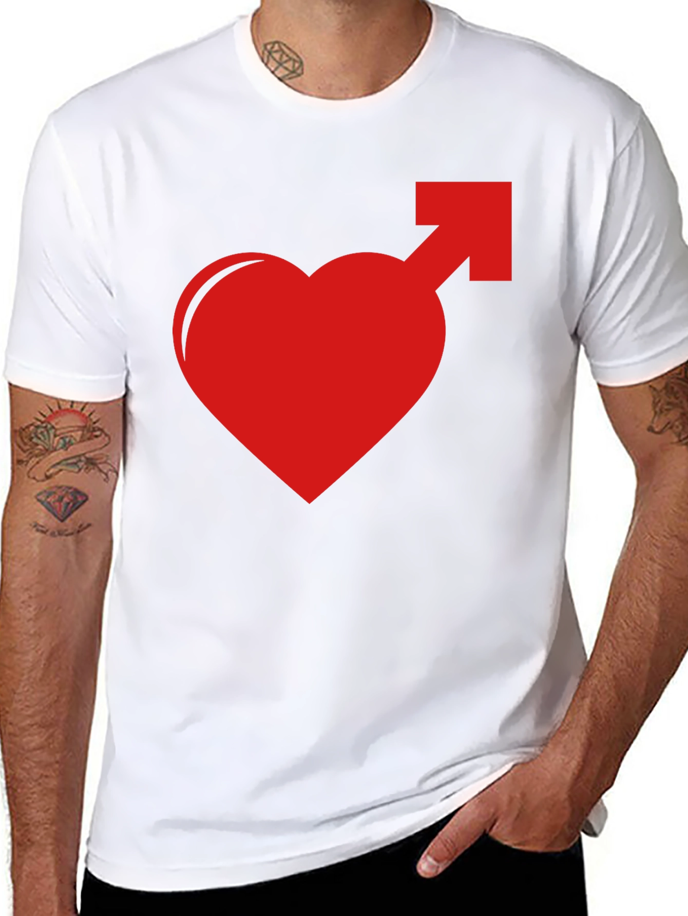 Black Heart Male Symbol Graphic Tee - Black Cotton Blend view 8