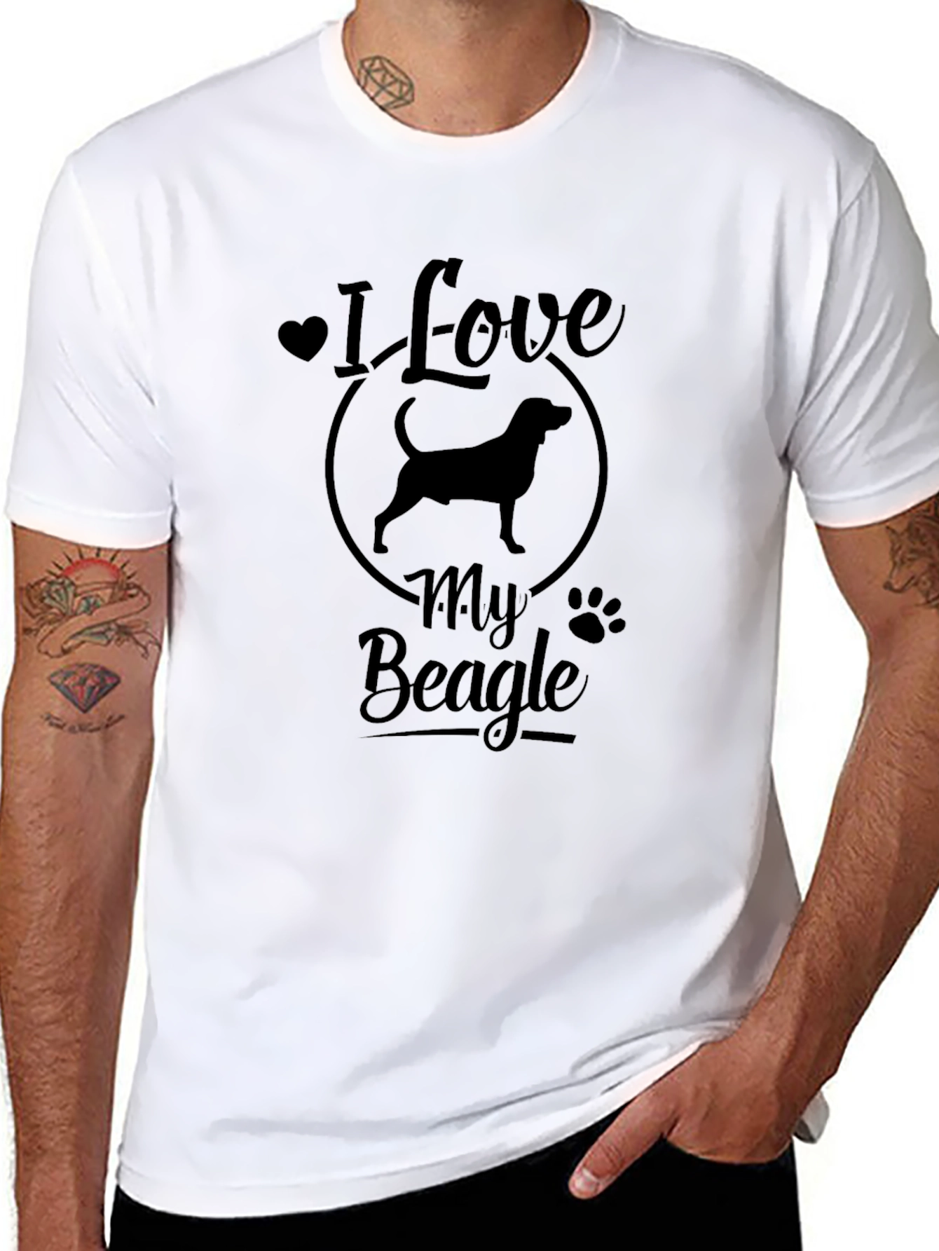 Black I Love My Beagle Black T-Shirt view 8