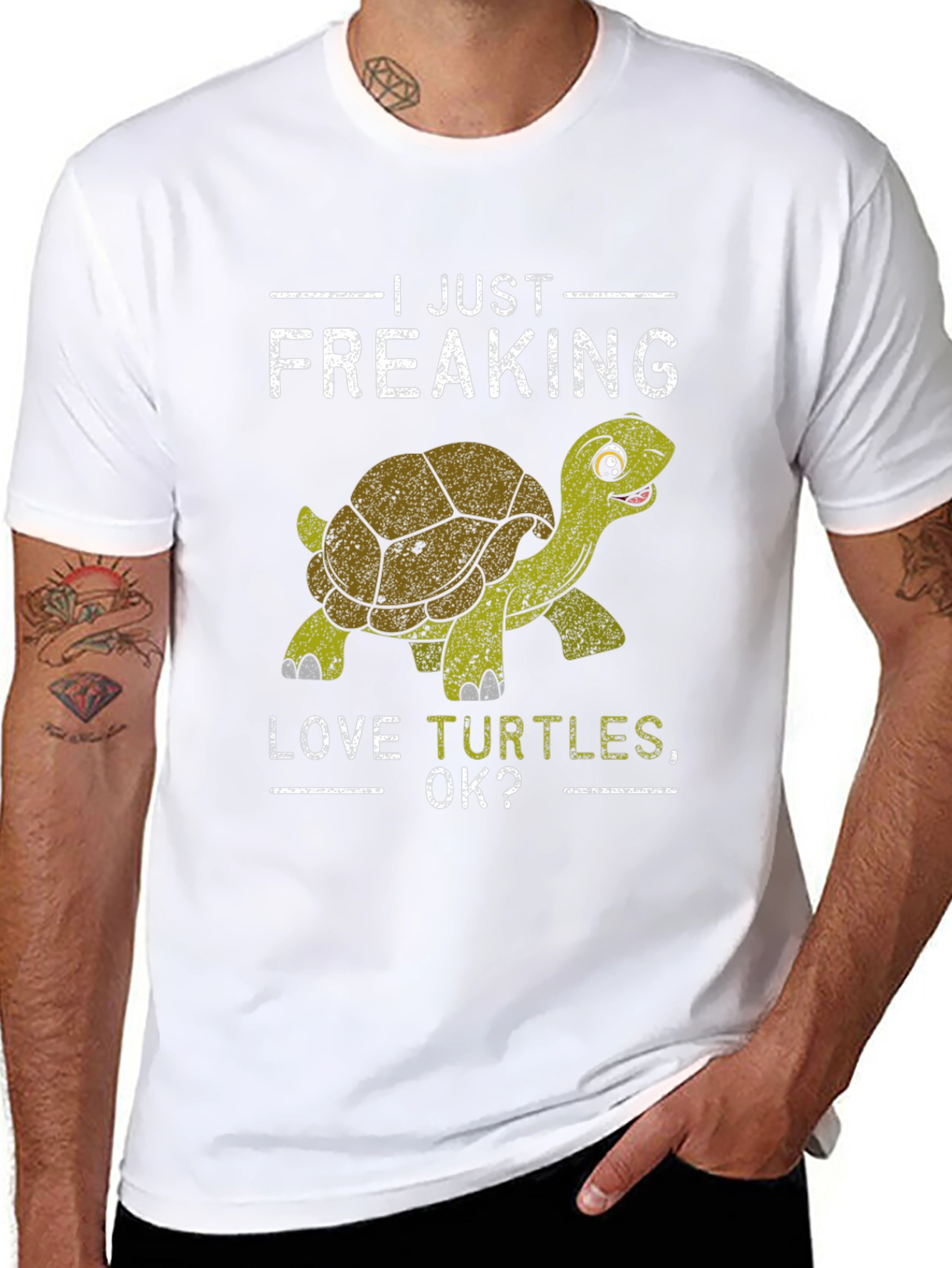 Black I Just Freaking Love Turtles, OK? T-Shirt view 8