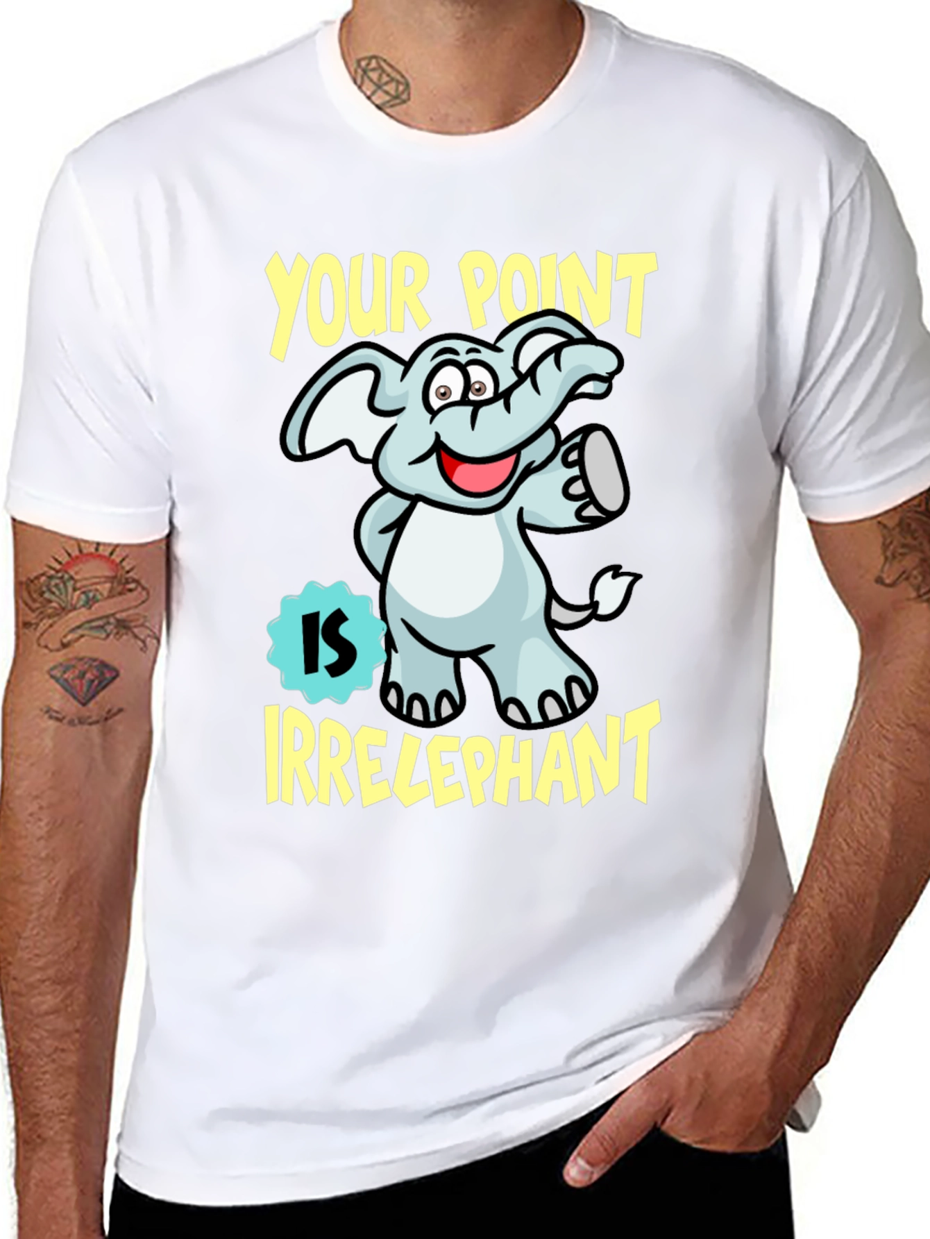 Black Irrelephant Funny Graphic Tee view 8